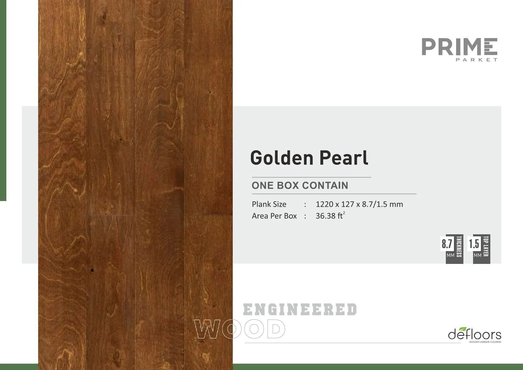 Defloors Engineered Prime Golden Pearl 1.5mm Flooring