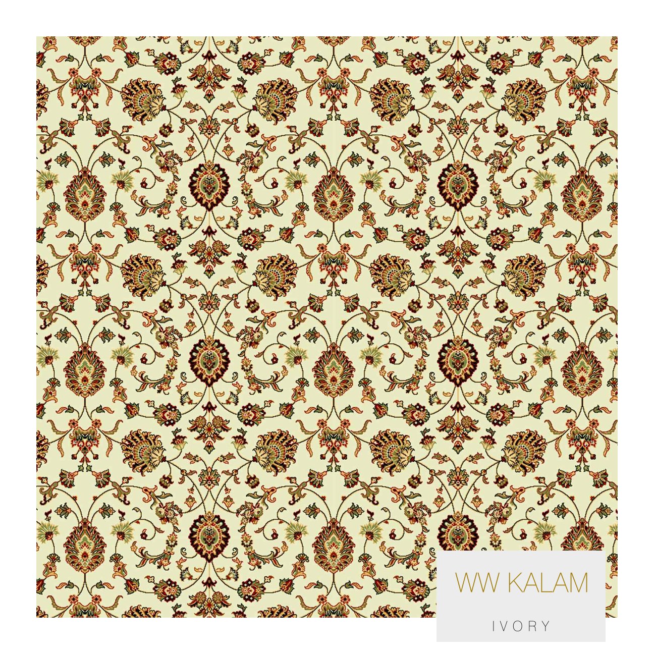 Divine Wilton Smart Kalam Carpet Roll - Ivory