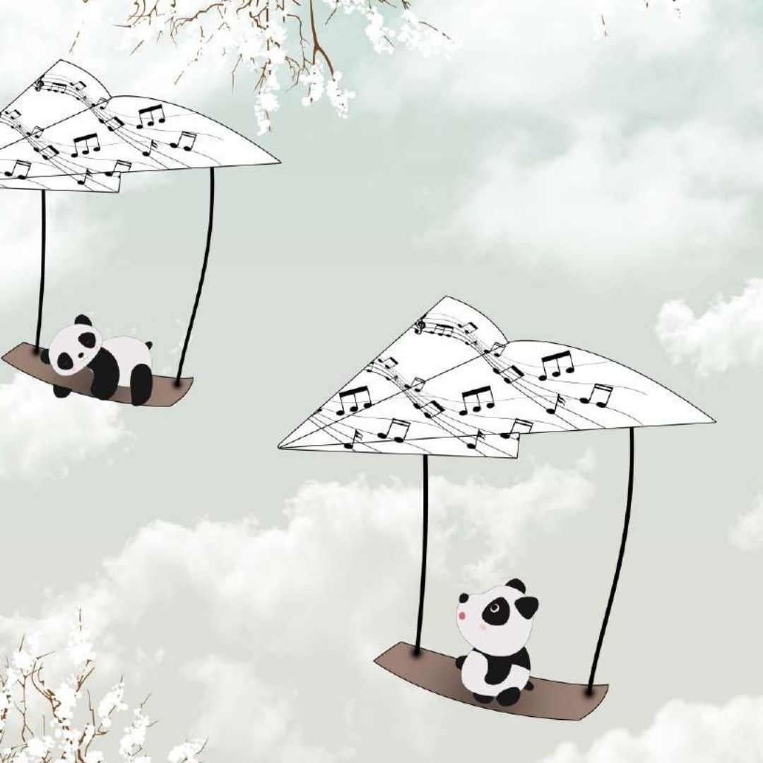 Kids Wallpaper Collection |  Panda In The Air