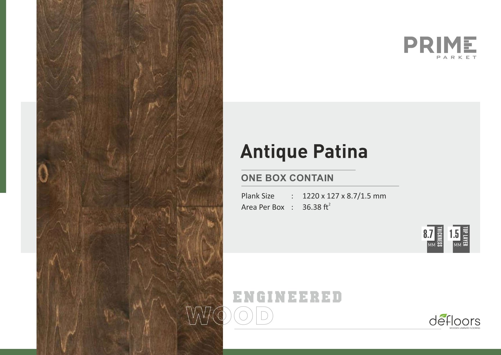 Defloors Engineered Prime Antique patina 1.5mm Flooring