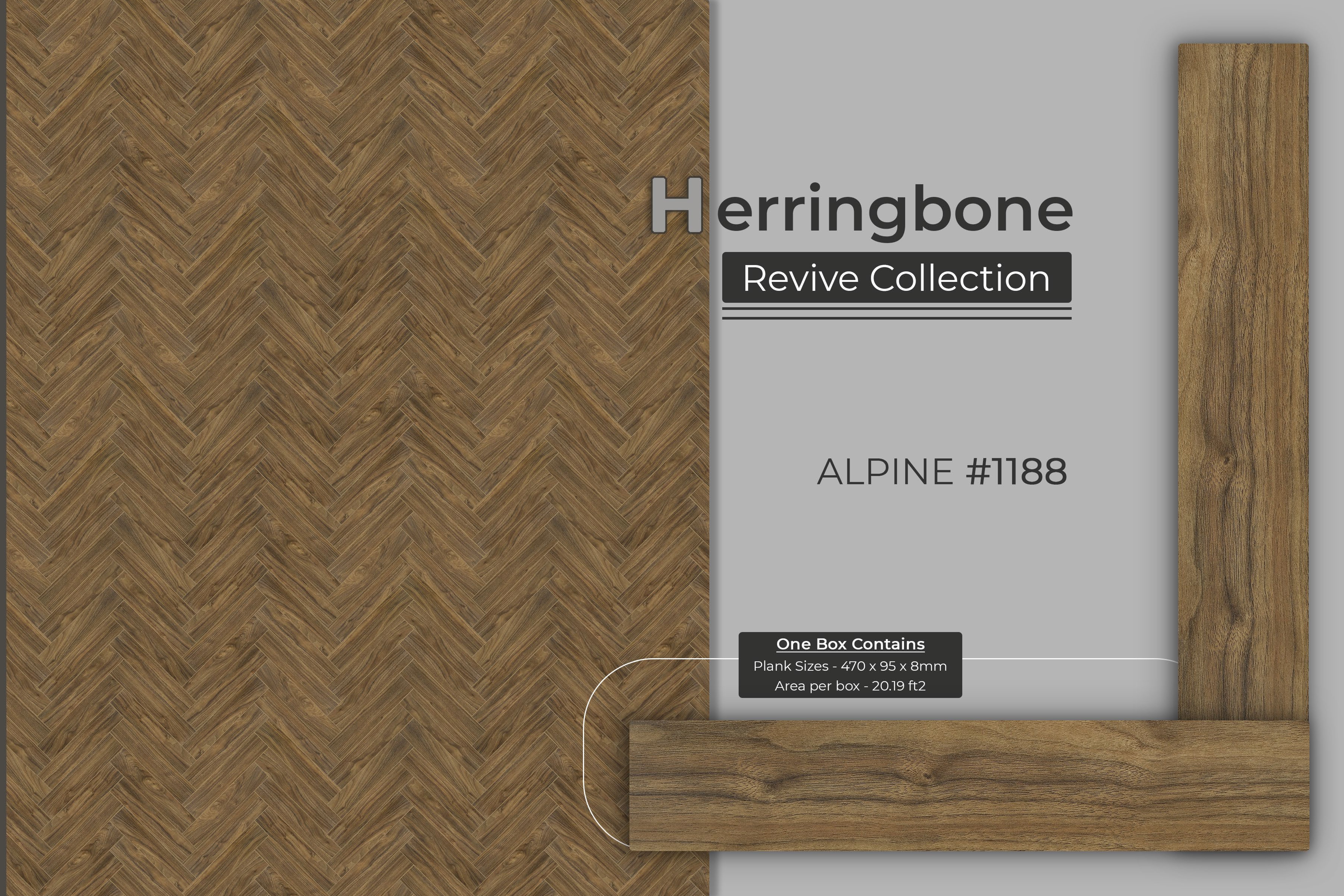 Kaara Lamiwood Herringbone 8mm Flooring - Alpine  #1188