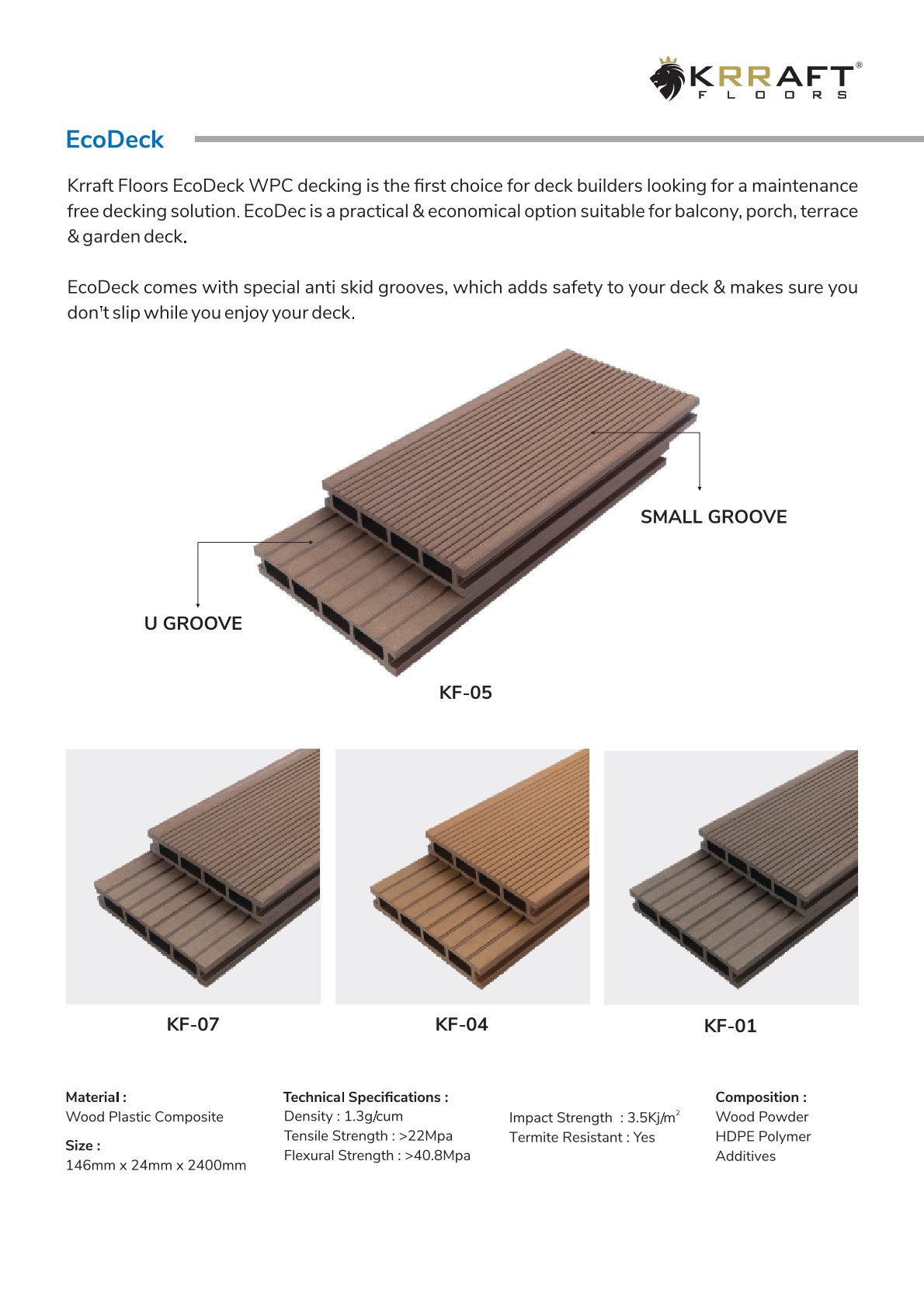 Durable WPC Decking – Krraft Floor 146x24x2400mm