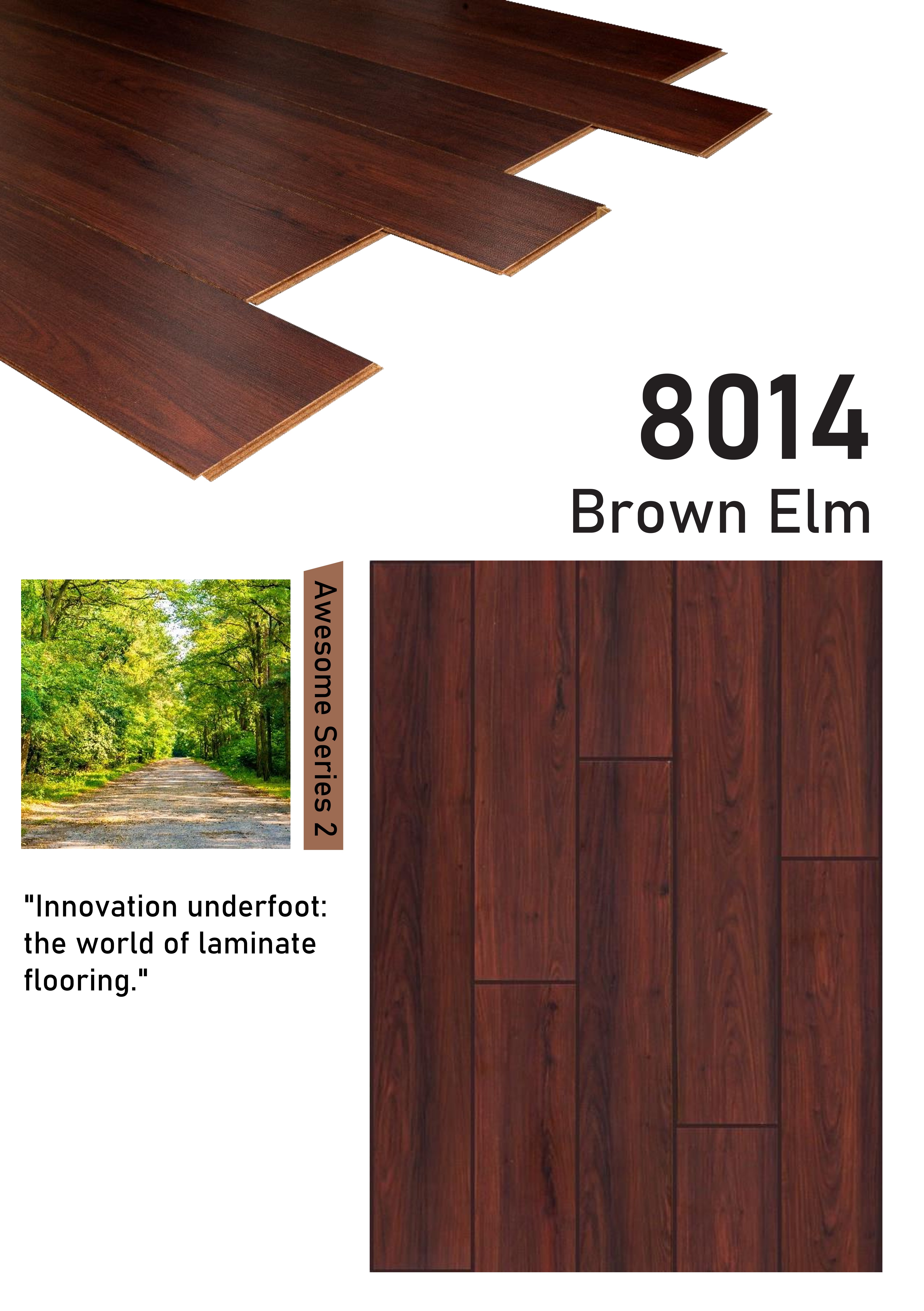 8014 Brown ELM 8mm plank Awesome Series Galgo Laminate Flooring