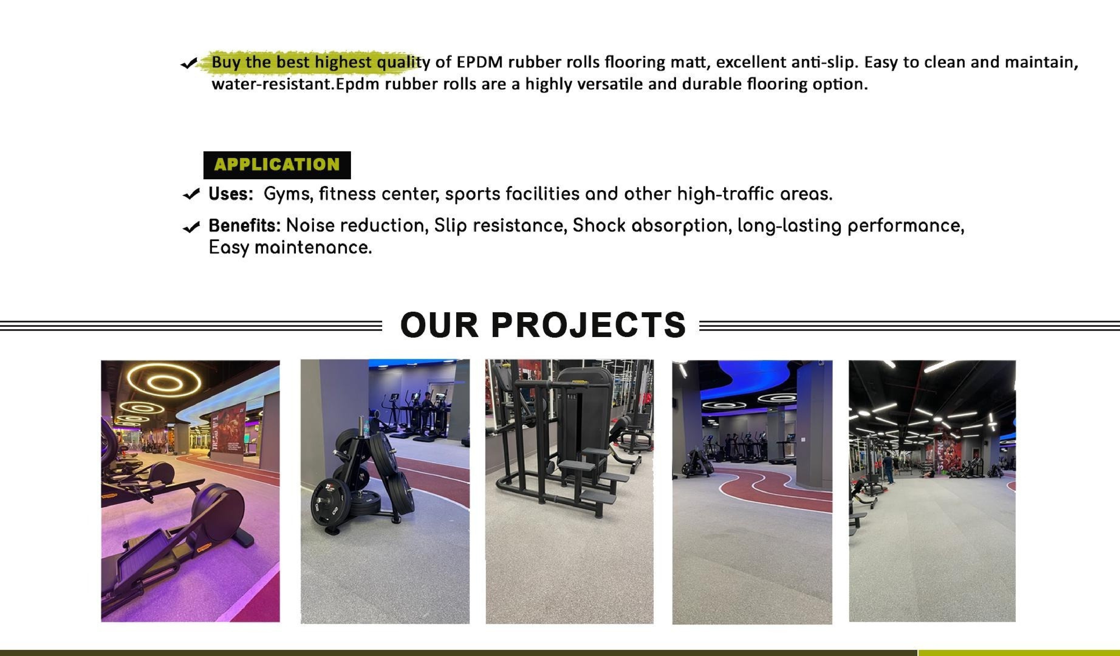 8mm & 10mm EPDM Rubber Rolls for Gym Flooring