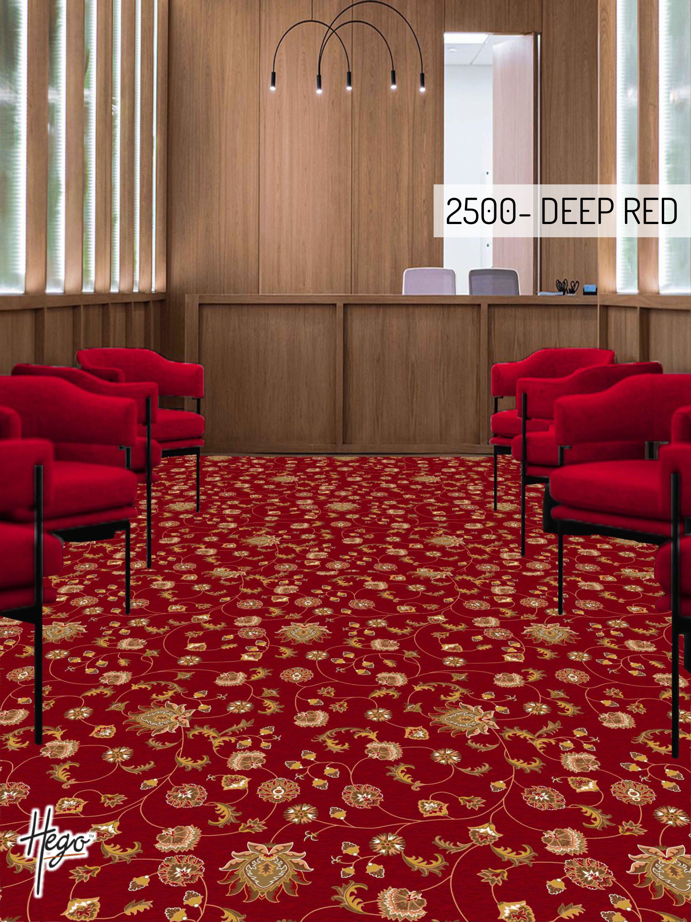 2500-Deep Red Flora Carpet Roll - Elegant & Durable