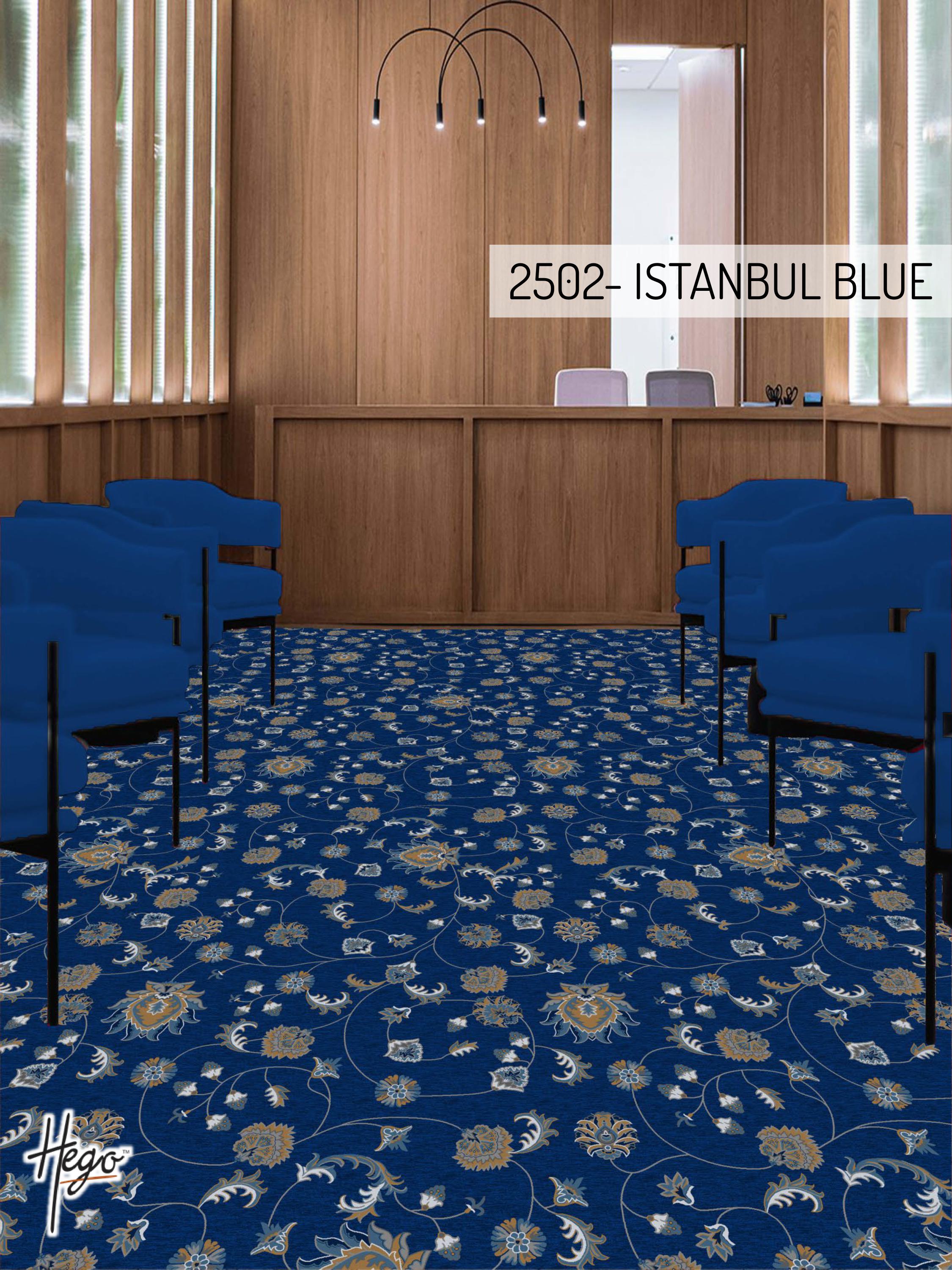 2502 Istanbul Blue Flora Carpet Roll - Premium Design