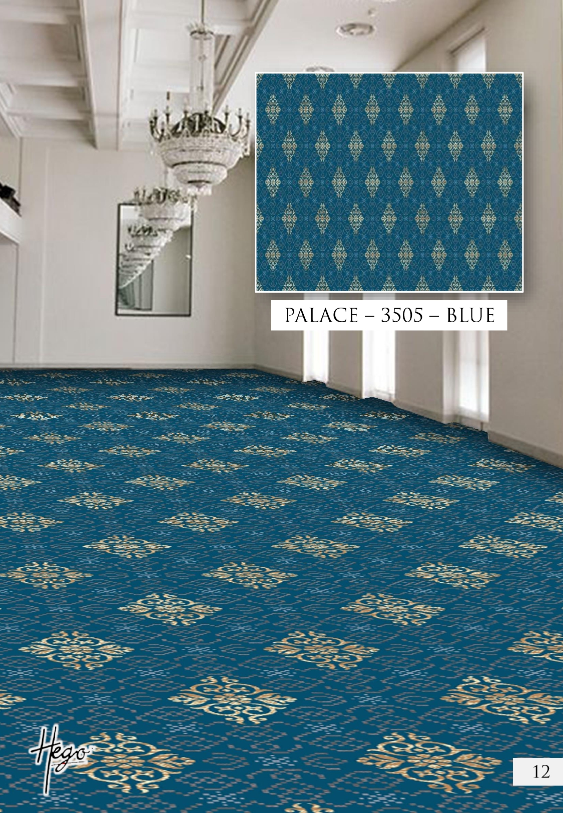 Palace 3505-Blue Hego Wilton Carpet Roll - Elegant Design