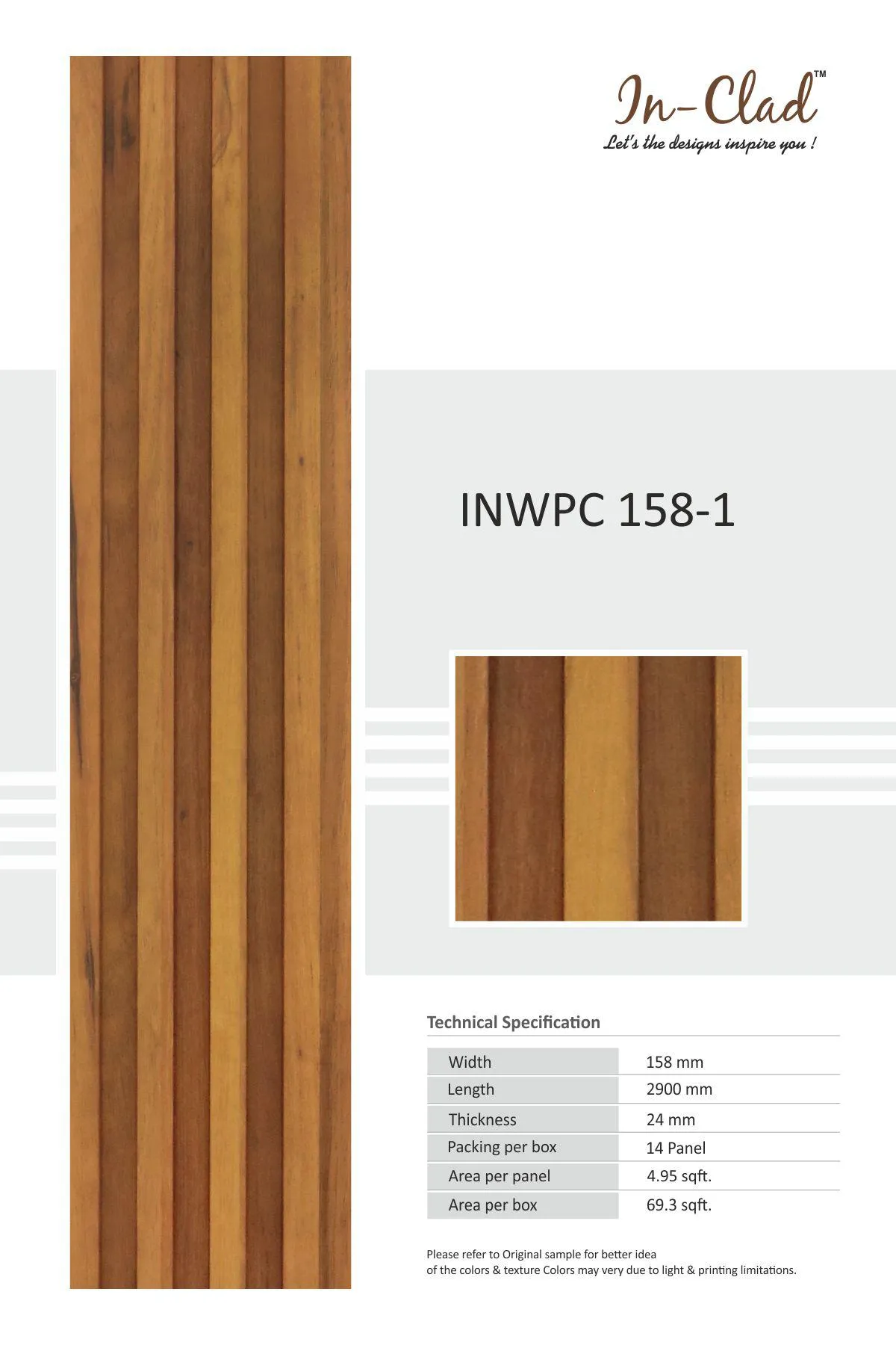 WPC Panel Code INWPC 158-1 Tile - Premium Quality Wall Paneling