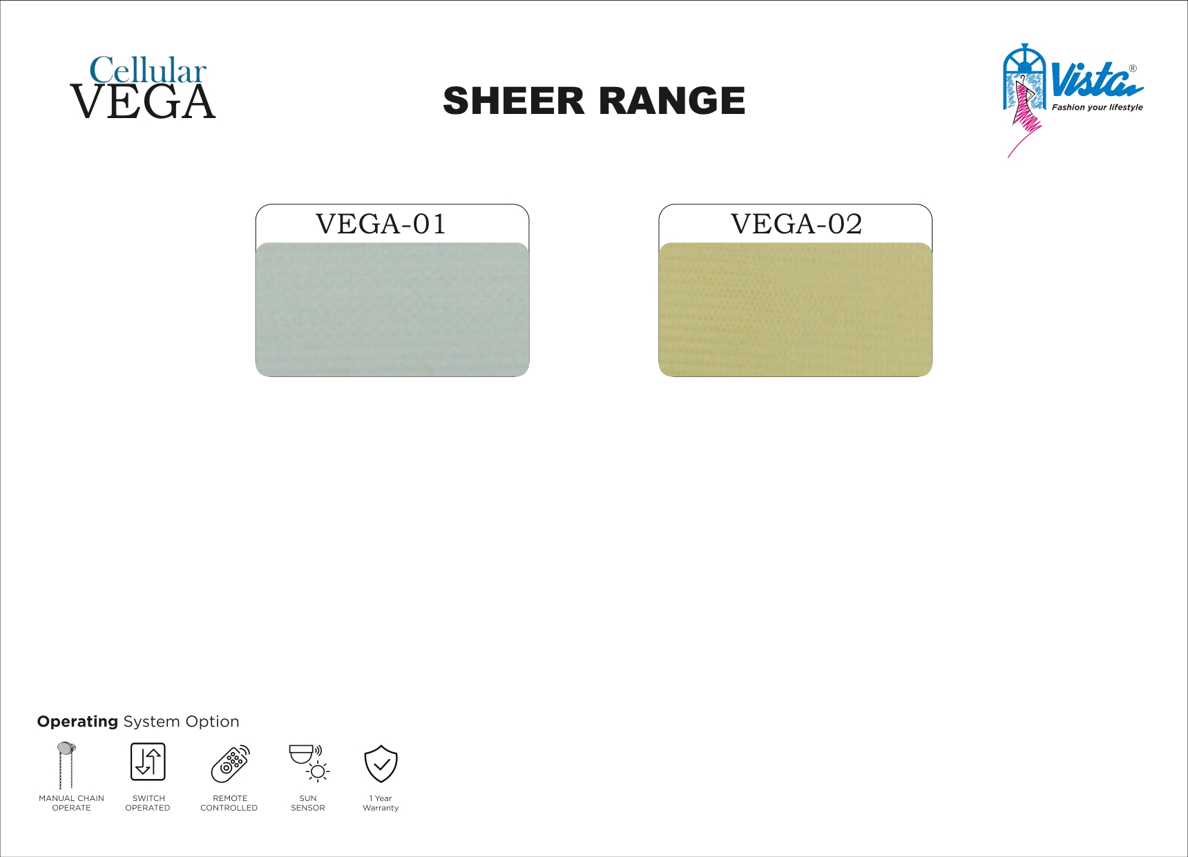 Vista Cellular Blind Sheer Range