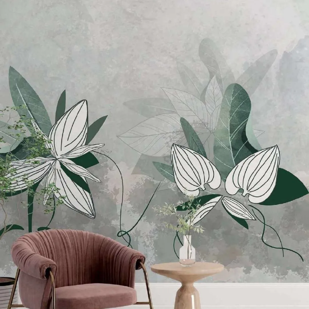 Exotic Lotus Leaves Tropical Wallpaper – Customized Collection