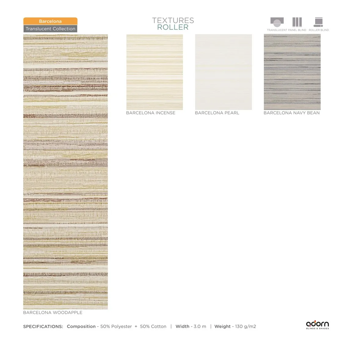 AD Cortina Textured Roller Blind – Barcelona Woodapple
