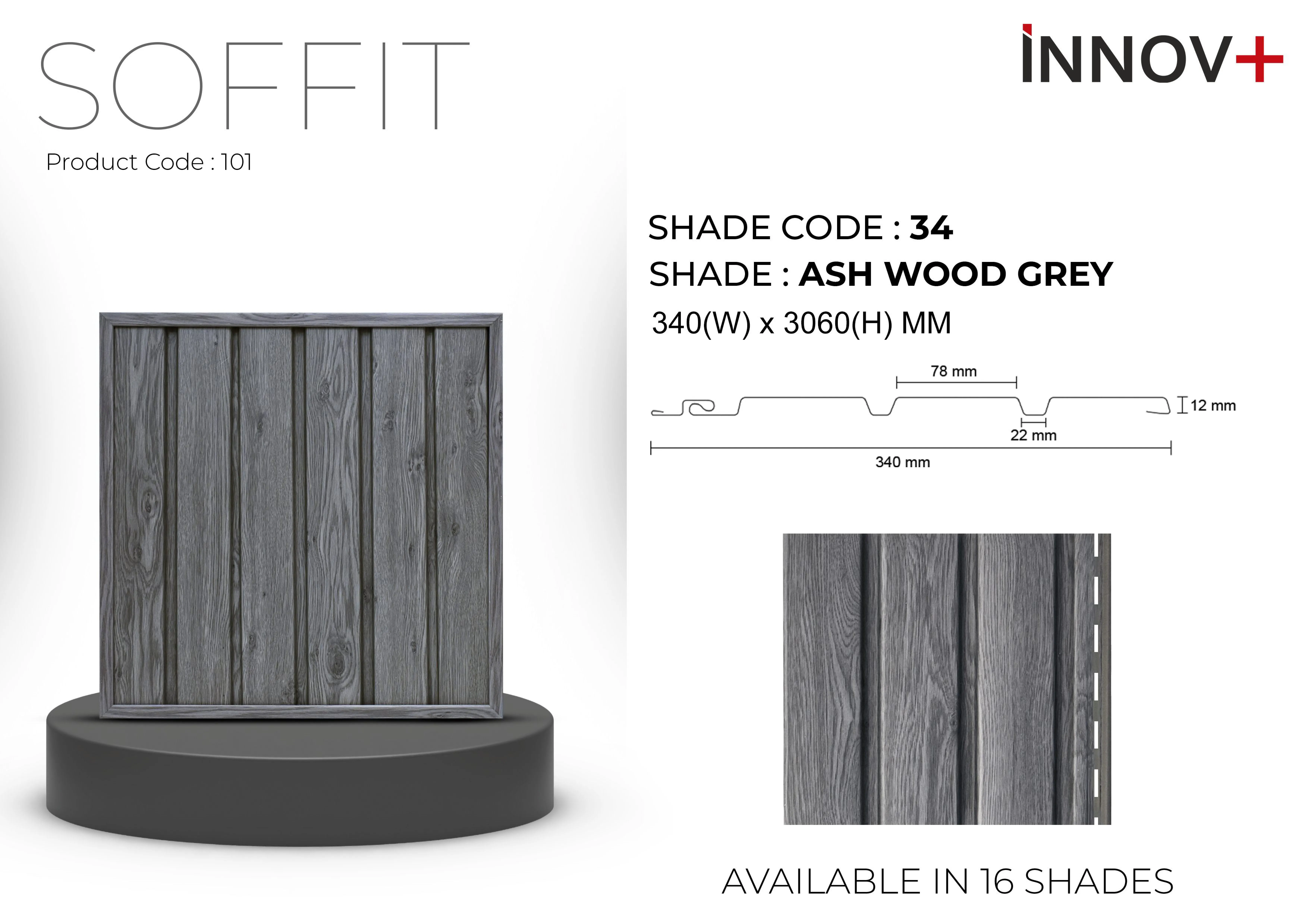 Pare Innov+ Soffit Ceiling Panel – ASH WOOD GREY - Shade-34