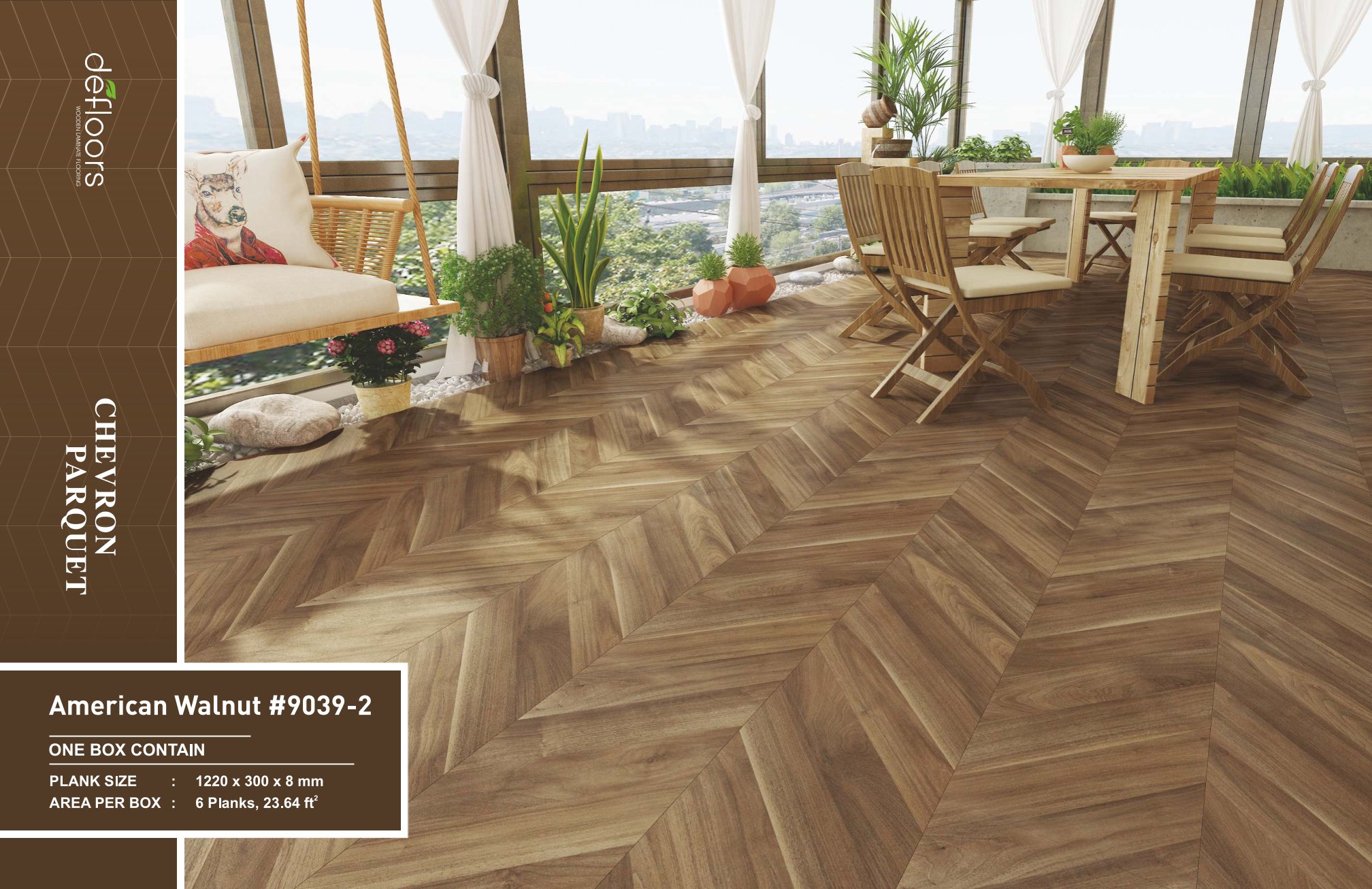 Defloors Chevron american walnut #9039-2 – 8MM