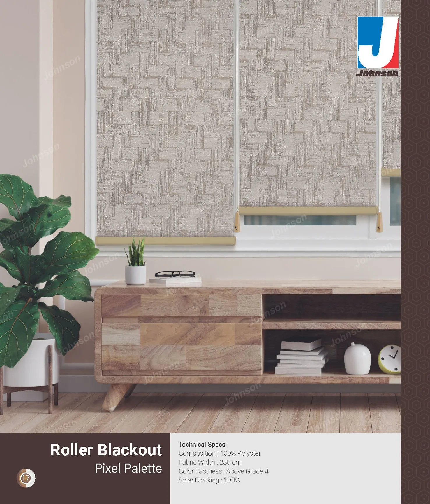 Johnson Blackout Roller Blind – Light Blocking Shade PIXEL PALETTE