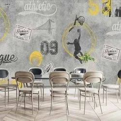 Elevate Spaces with ED22036 Sports Addiction Wallpaper
