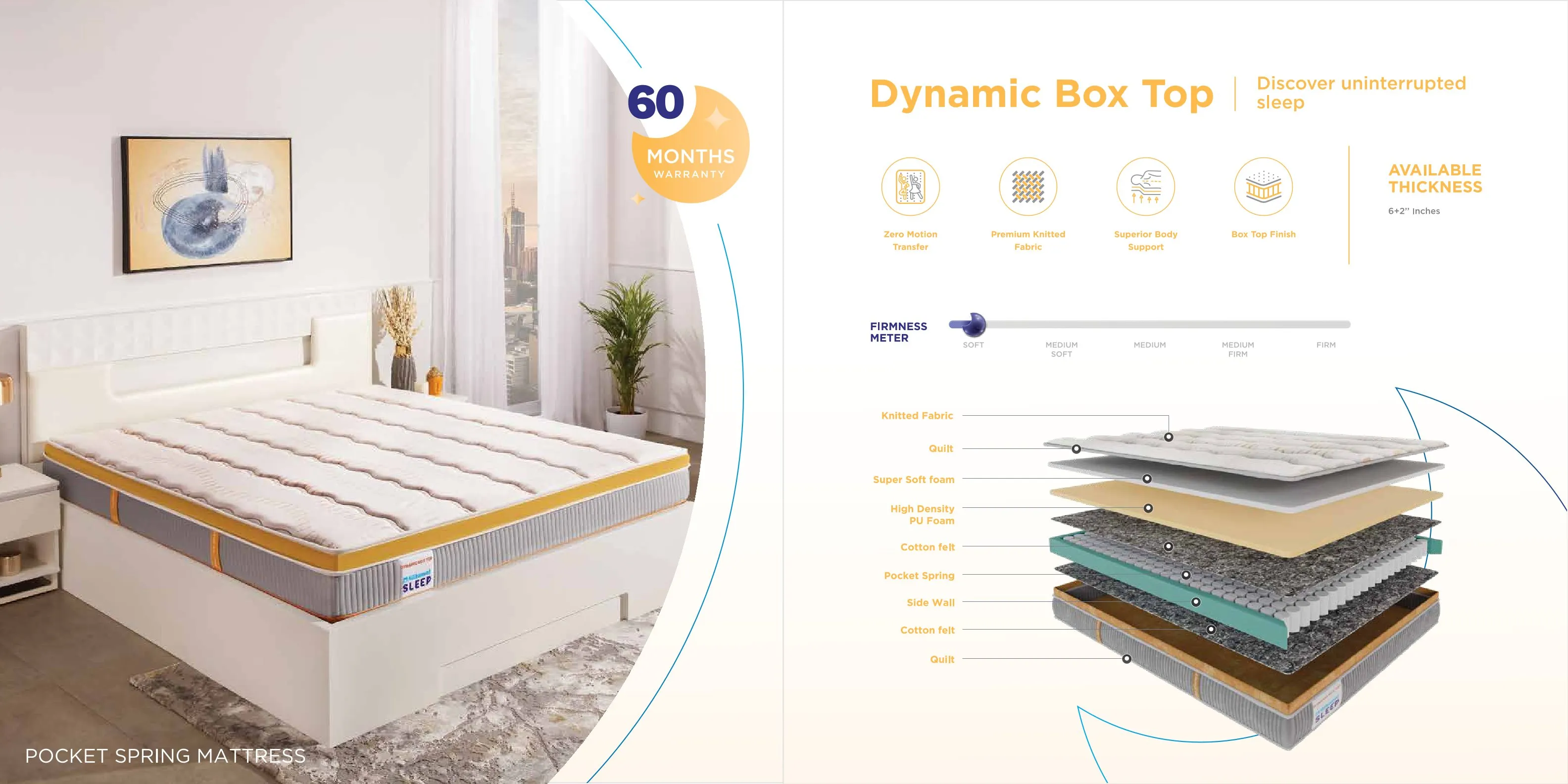 Nilkamal Sleep Dynamic Box Top Mattress – 6+2" Thick