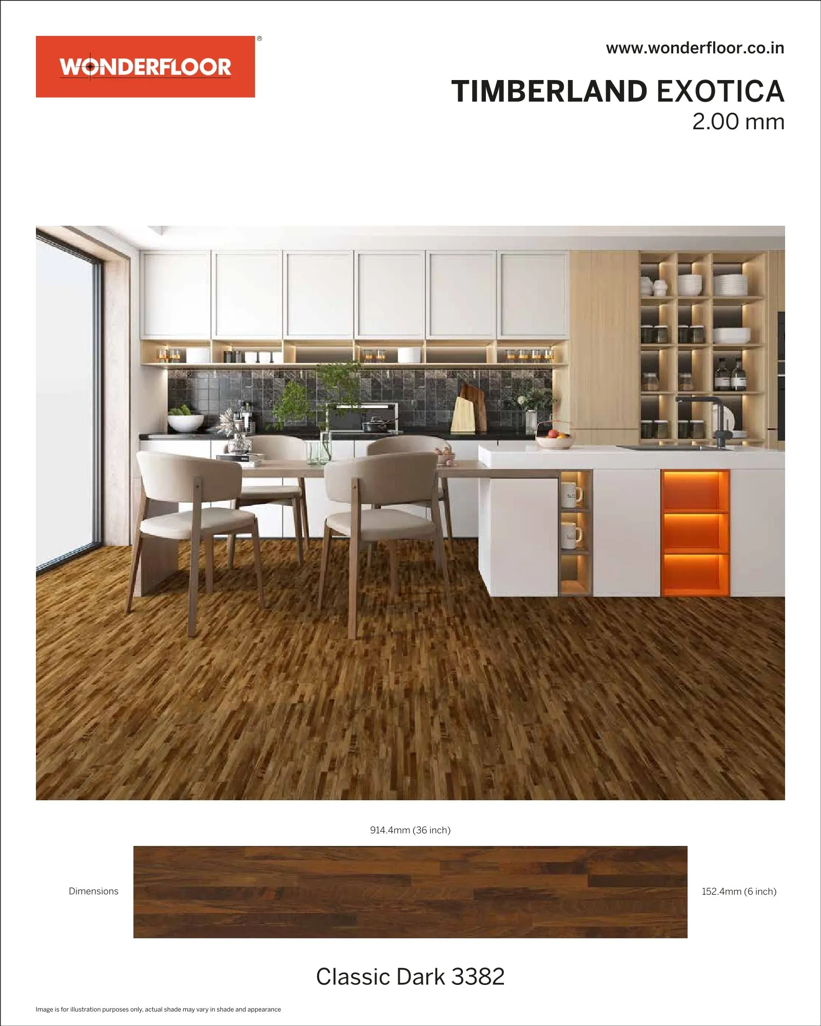 Classic Dark 3382 -Wonderfloor Room View Exotica 2.00mm Vinyl Flooring