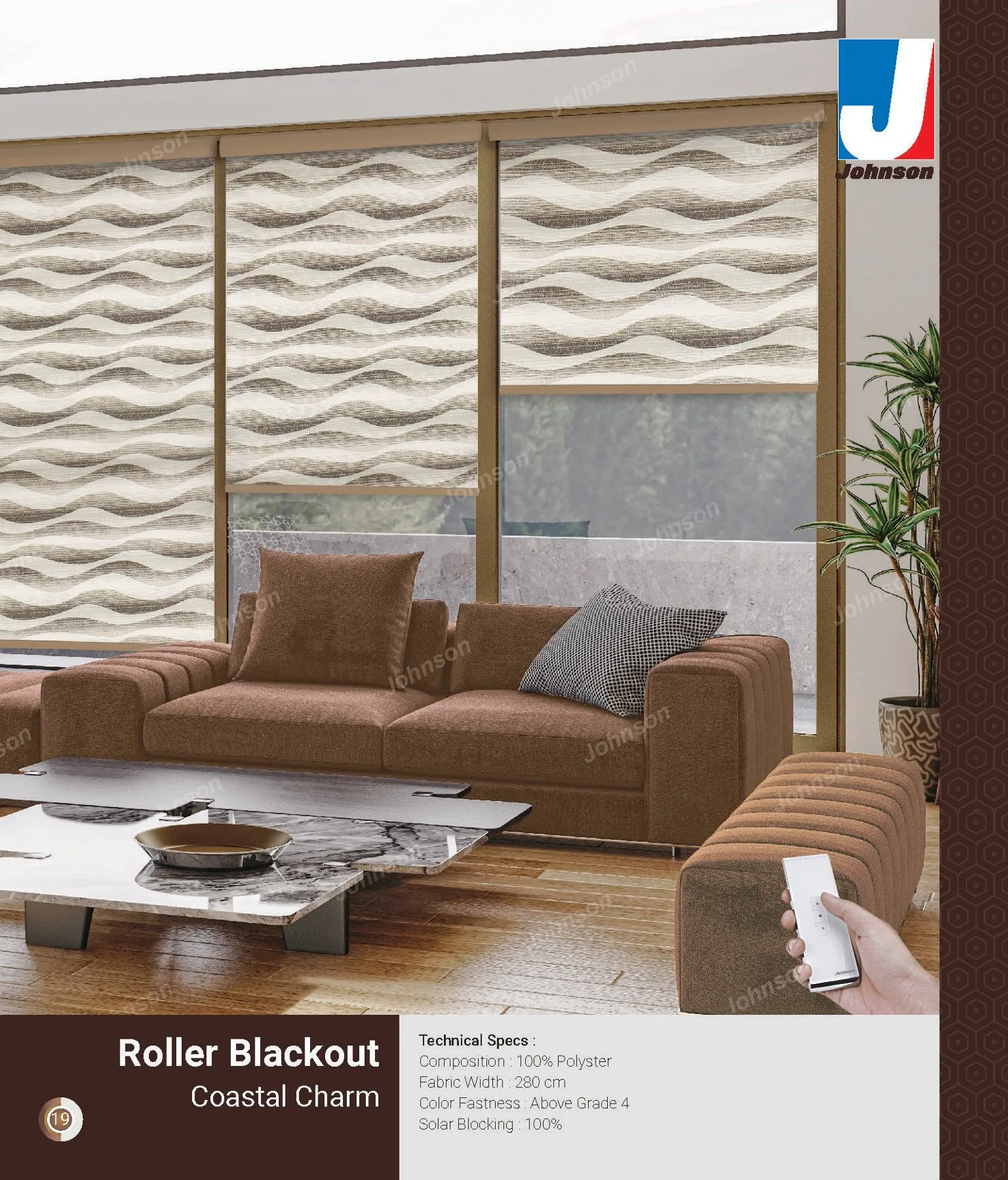 Johnson Blackout Roller Blind – Light Blocking Shade COASTAL CHARM