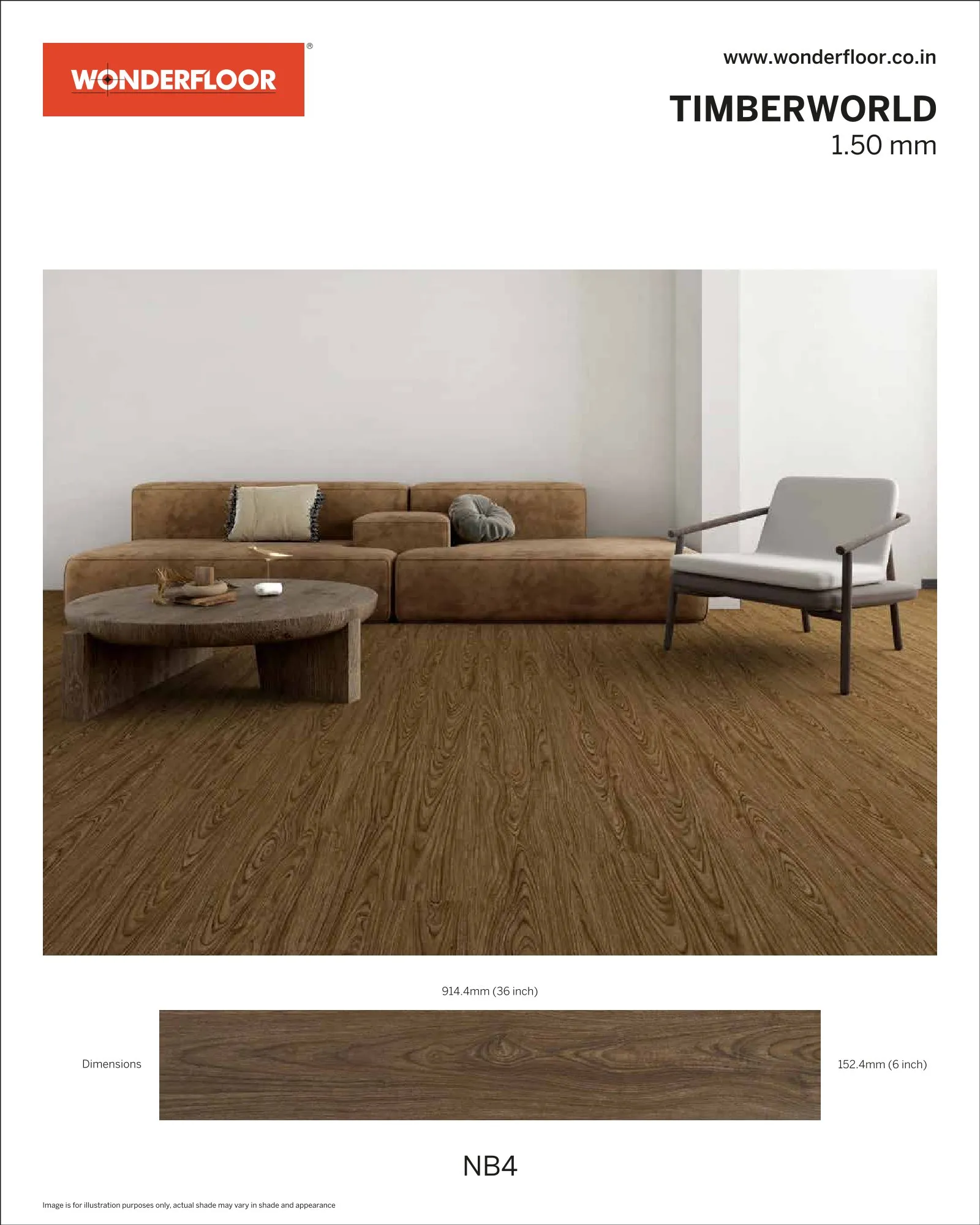NB4 -Wonderfloor Timberworld 1.50mm Vinyl Flooring
