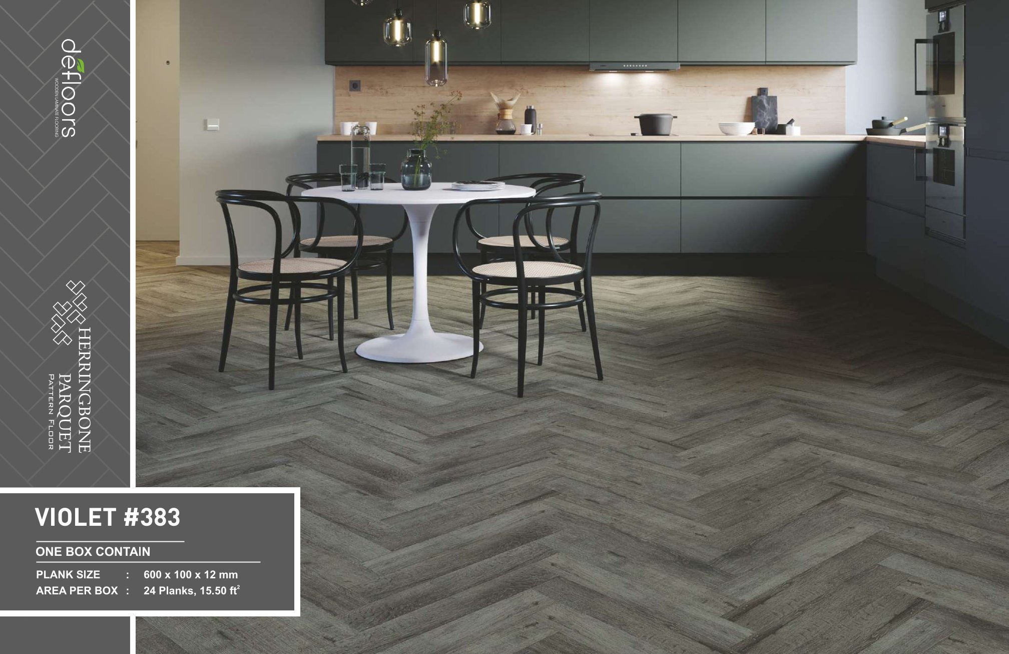 Defloors Violet #383 Herringbone Parquet - 12mm