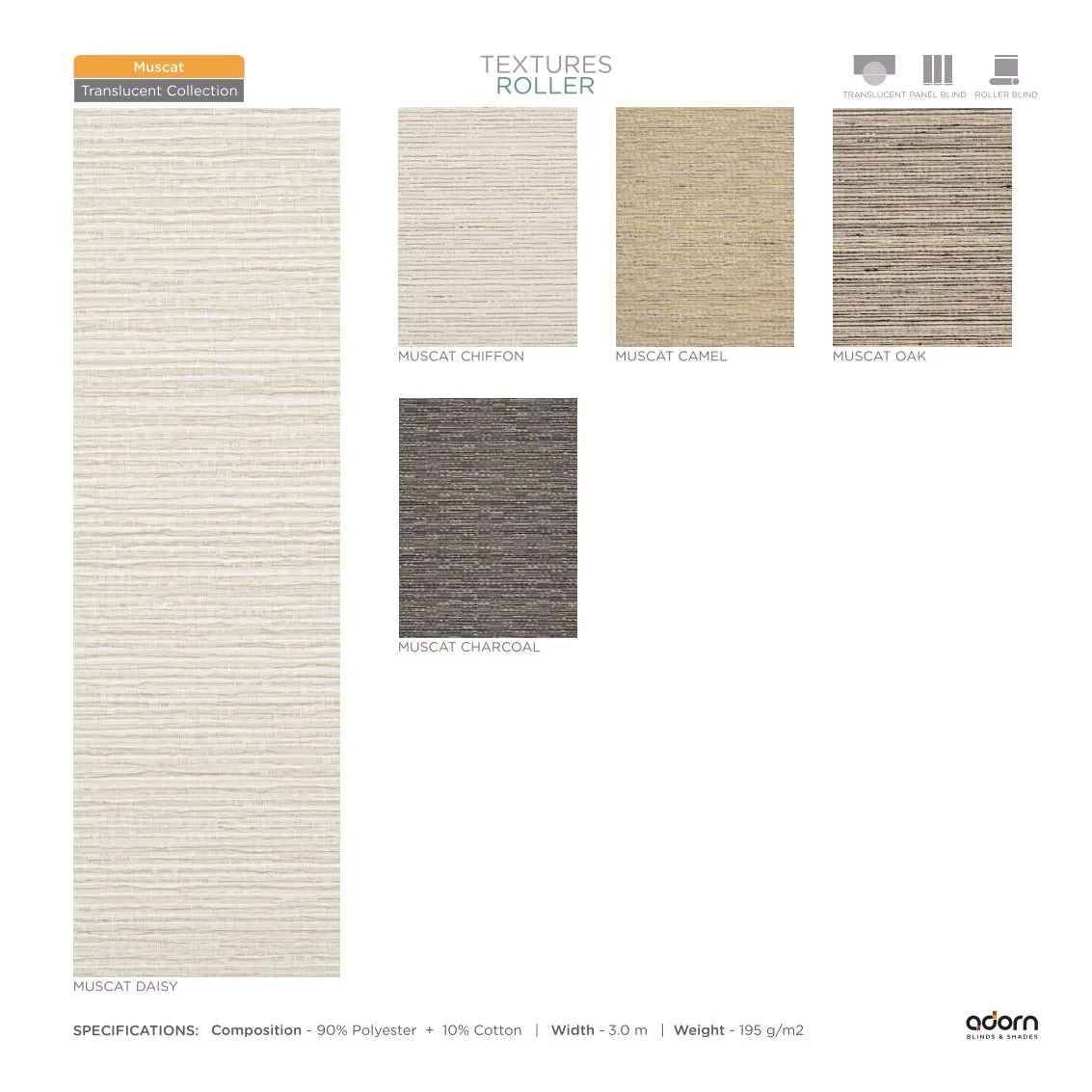AD Cortina Textured Roller Blind – Muscat Daisy