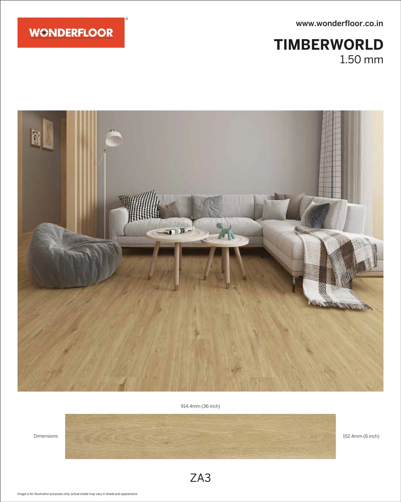 ZA3 -Wonderfloor Timberworld 1.50mm Vinyl Flooring