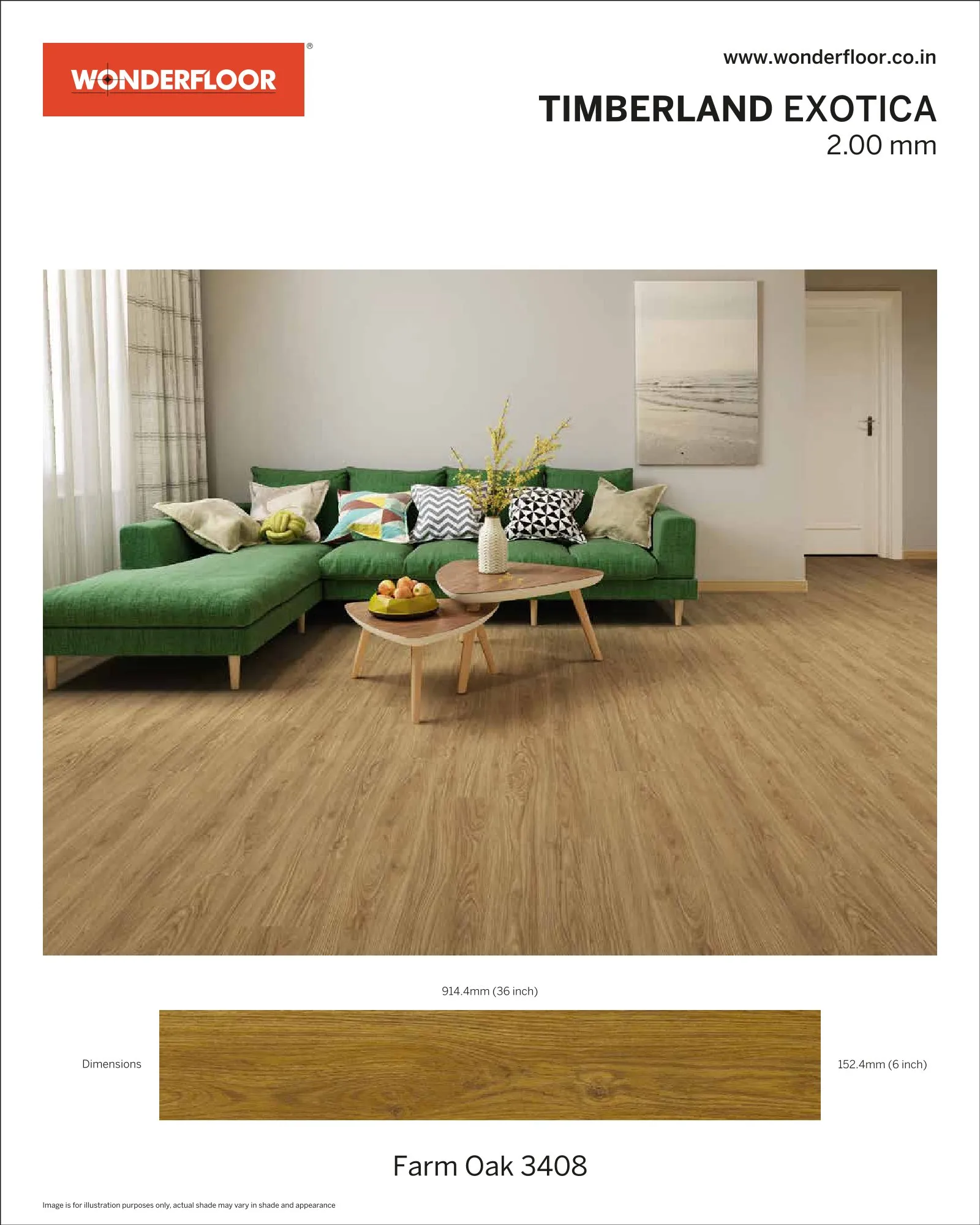 Farm Oak 3408 -Wonderfloor Room View Exotica 2.00mm Vinyl Flooring