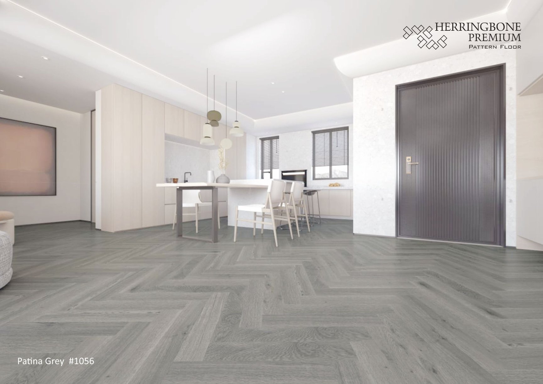 Patina grey #1056 Herringbone Flooring | 12mm Premium