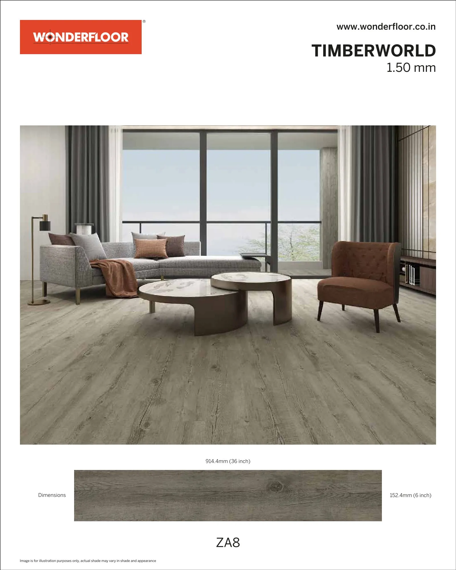 ZA8 -Wonderfloor Timberworld 1.50mm Vinyl Flooring