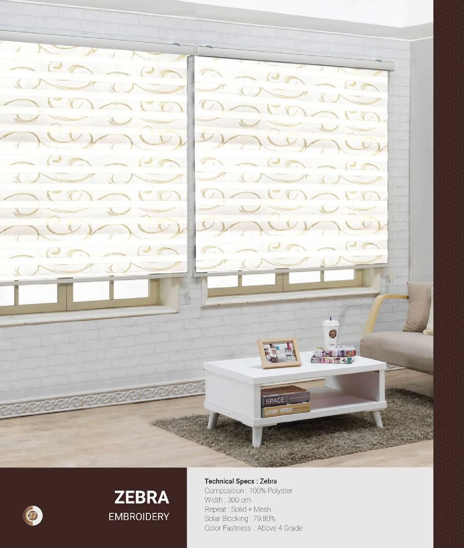 Johnson Zebra Window Blinds  EMBROIDERY