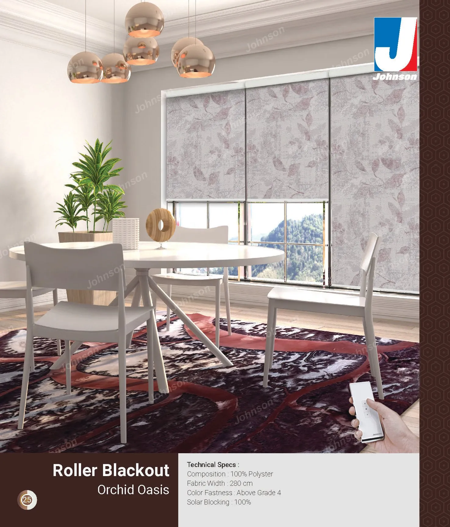 Johnson Blackout Roller Blind – Light Blocking Shade Orchid Oasis