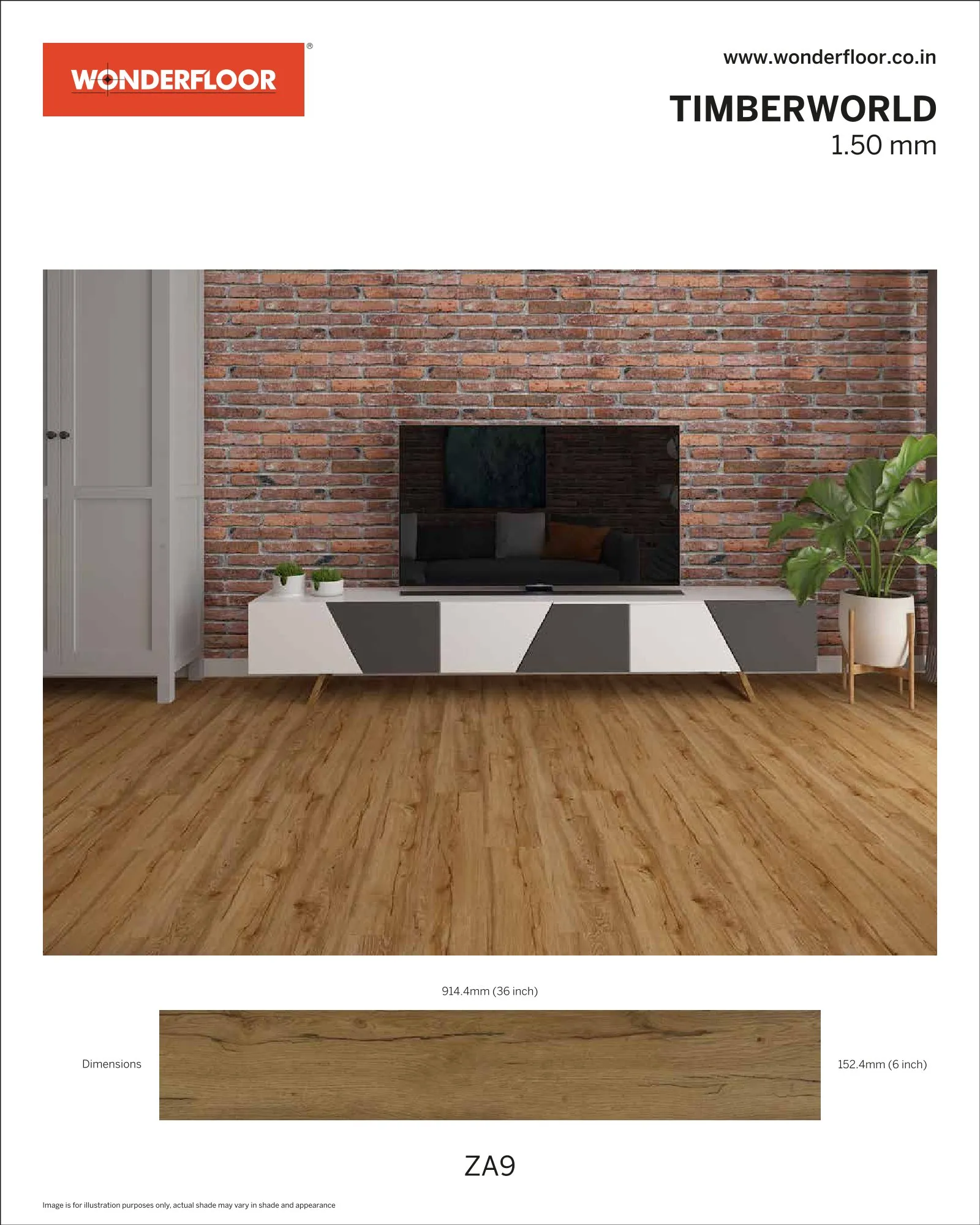 ZA9 -Wonderfloor Timberworld 1.50mm Vinyl Flooring
