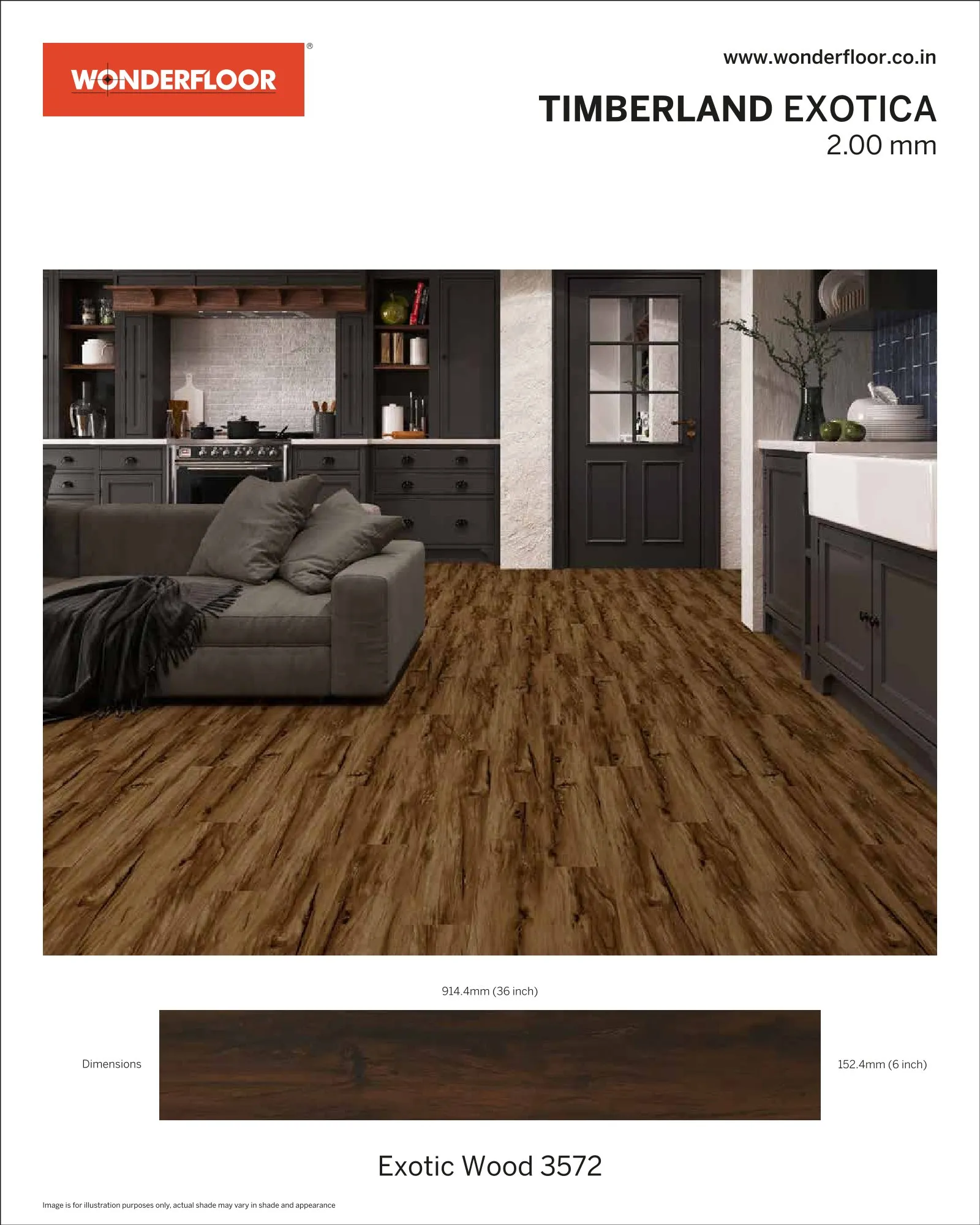 Exotic Wood 3572 -Wonderfloor Room View Exotica 2.00mm Vinyl Flooring& Laptop