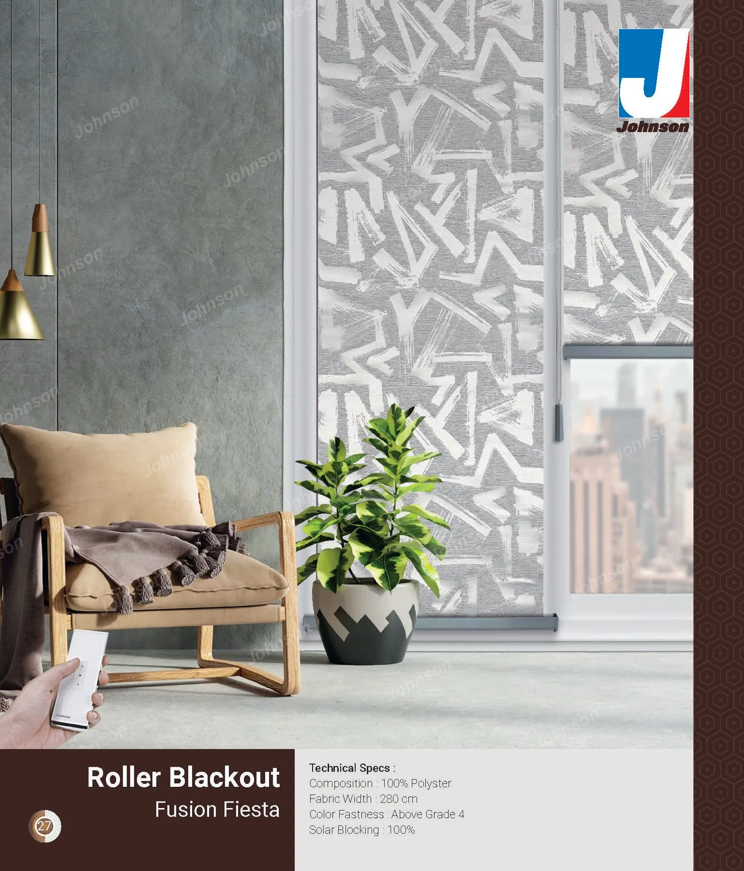 Johnson Blackout Roller Blind – Light Blocking Shade Fusion Fiesta