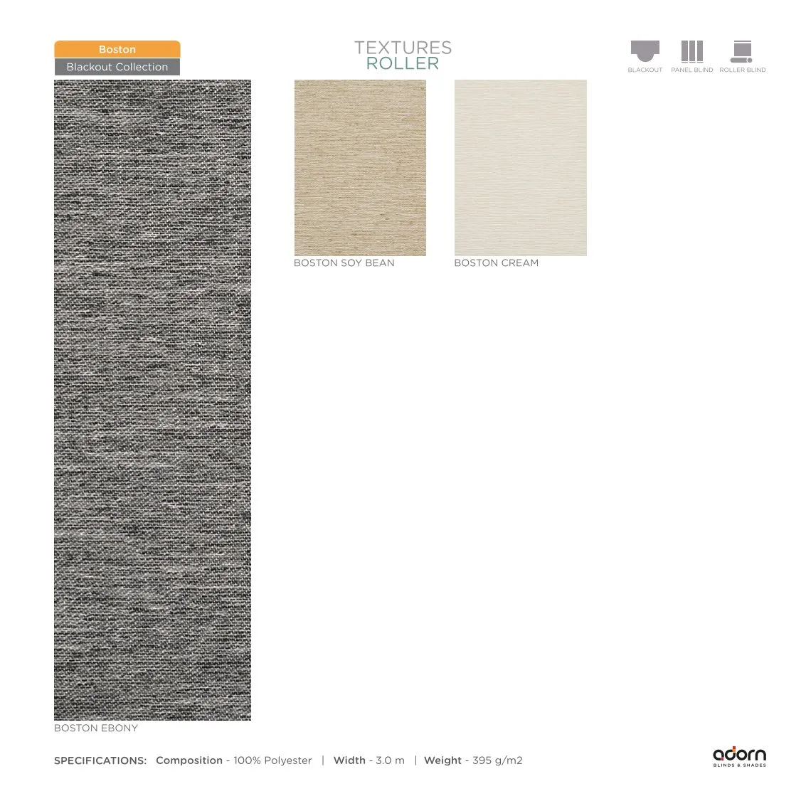 AD Cortina Textured Roller Blind – Boston Ebony