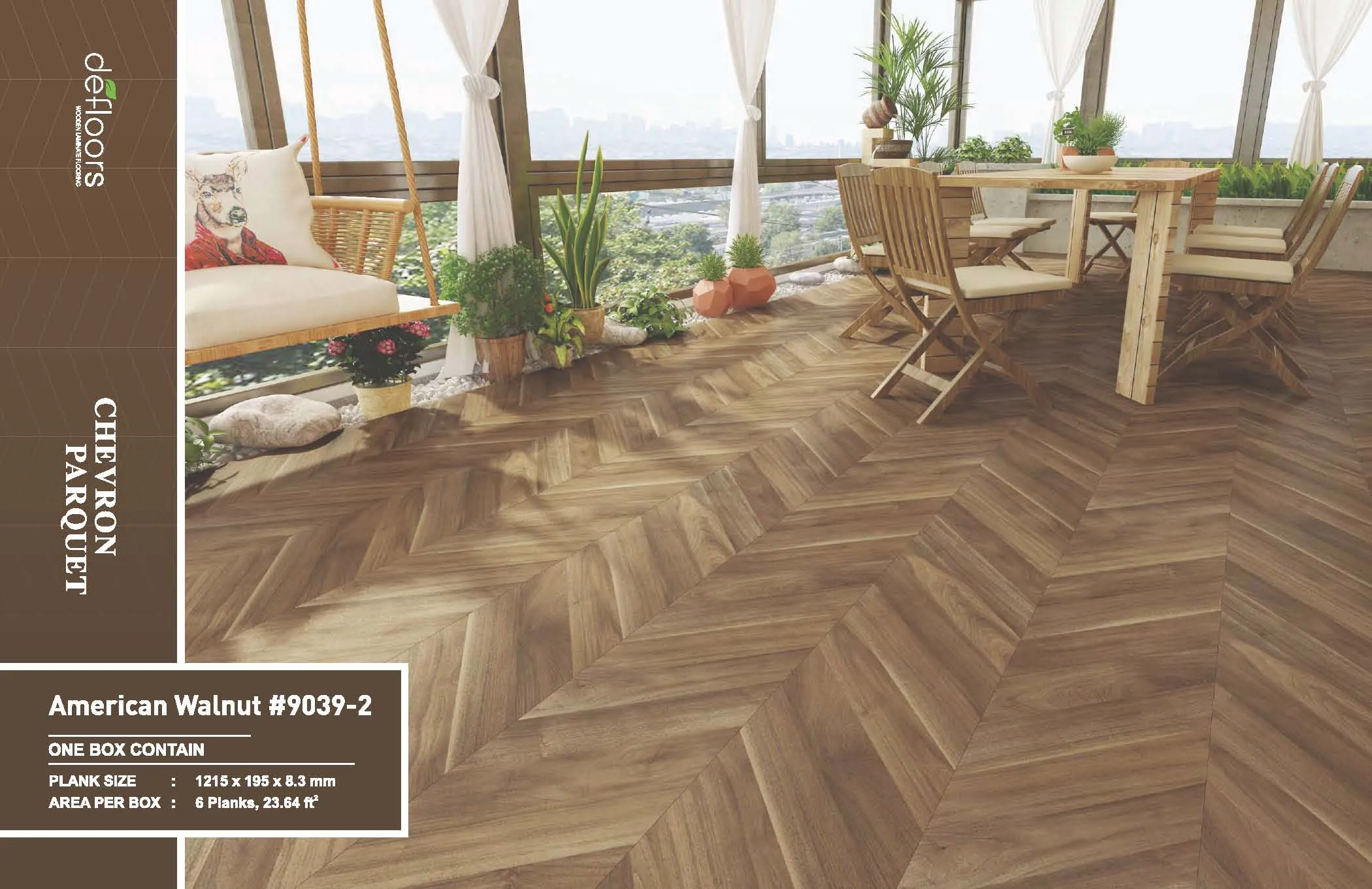 Defloors Chevron Parquet American Walnut #9039-2