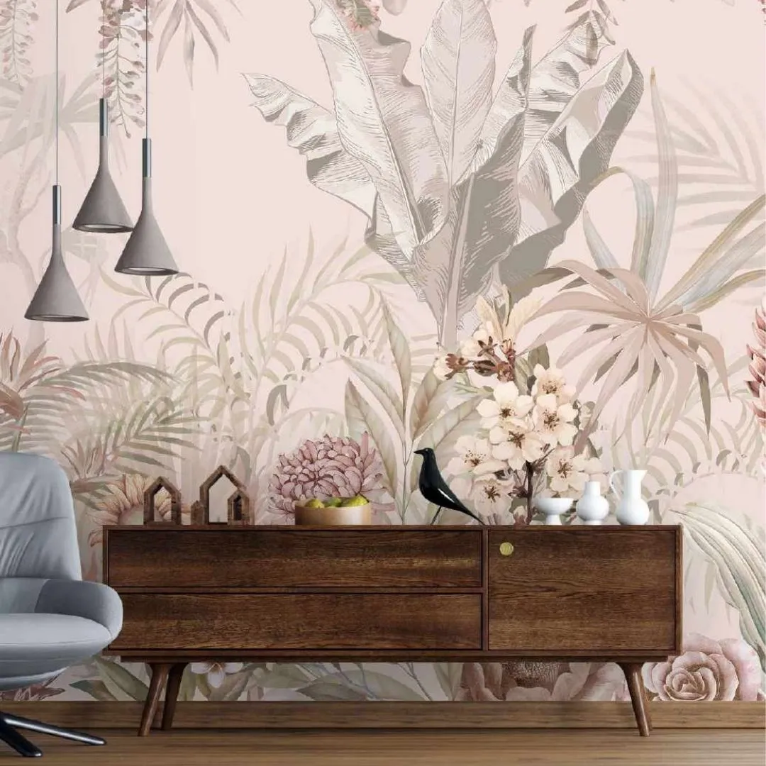 Blooming Garden Tropical Wallpaper - Customized Wall Decor