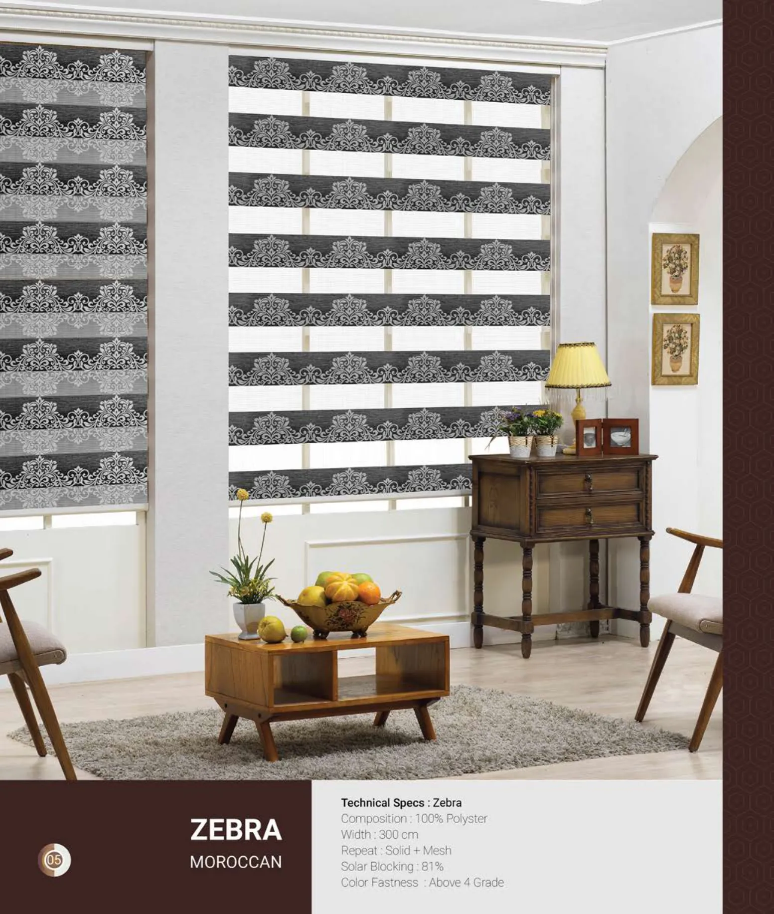 Moroccan Johnson Zebra Blind
