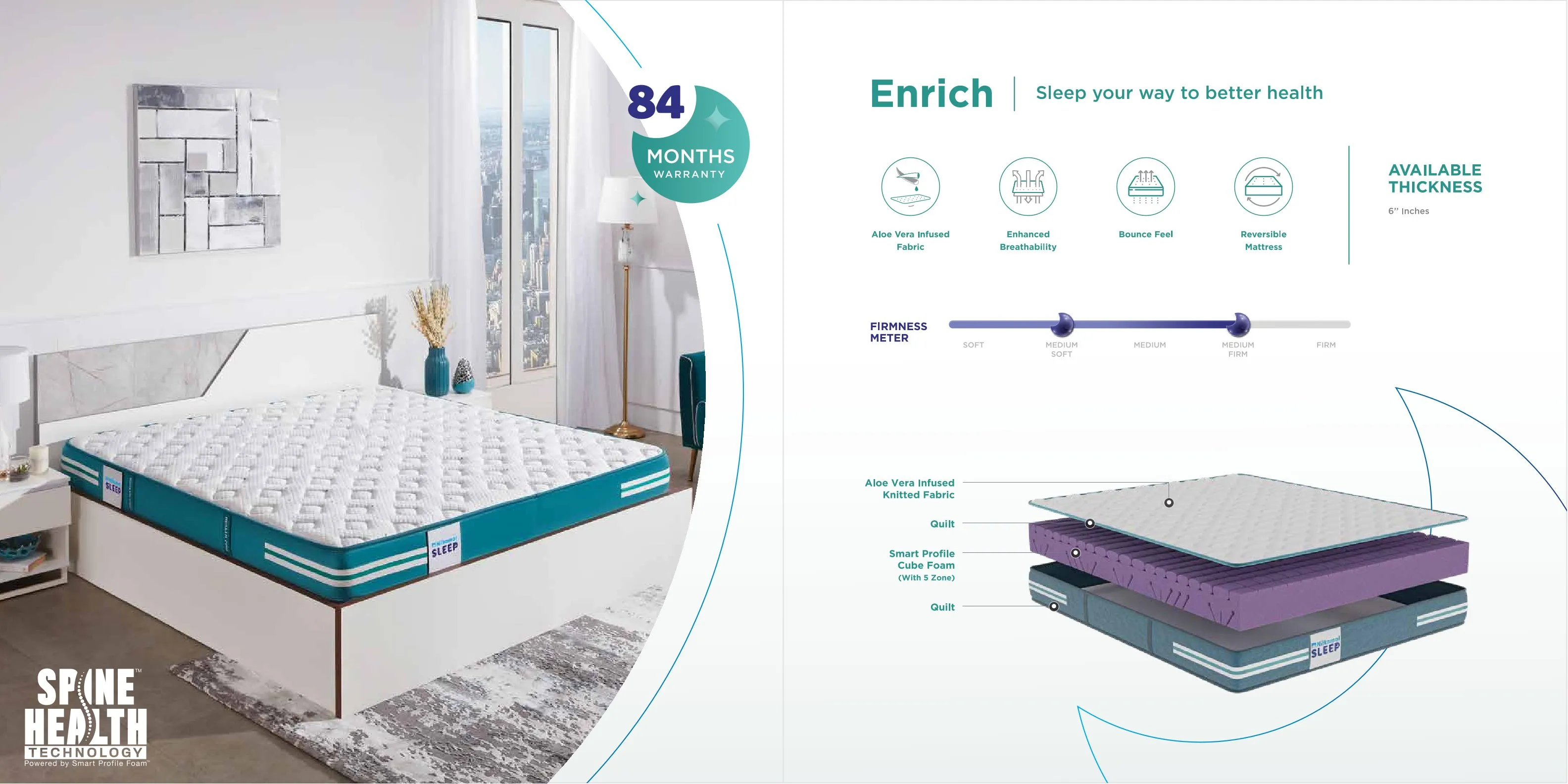Nilkamal Sleep Enrich Mattress – 6'' Thickness