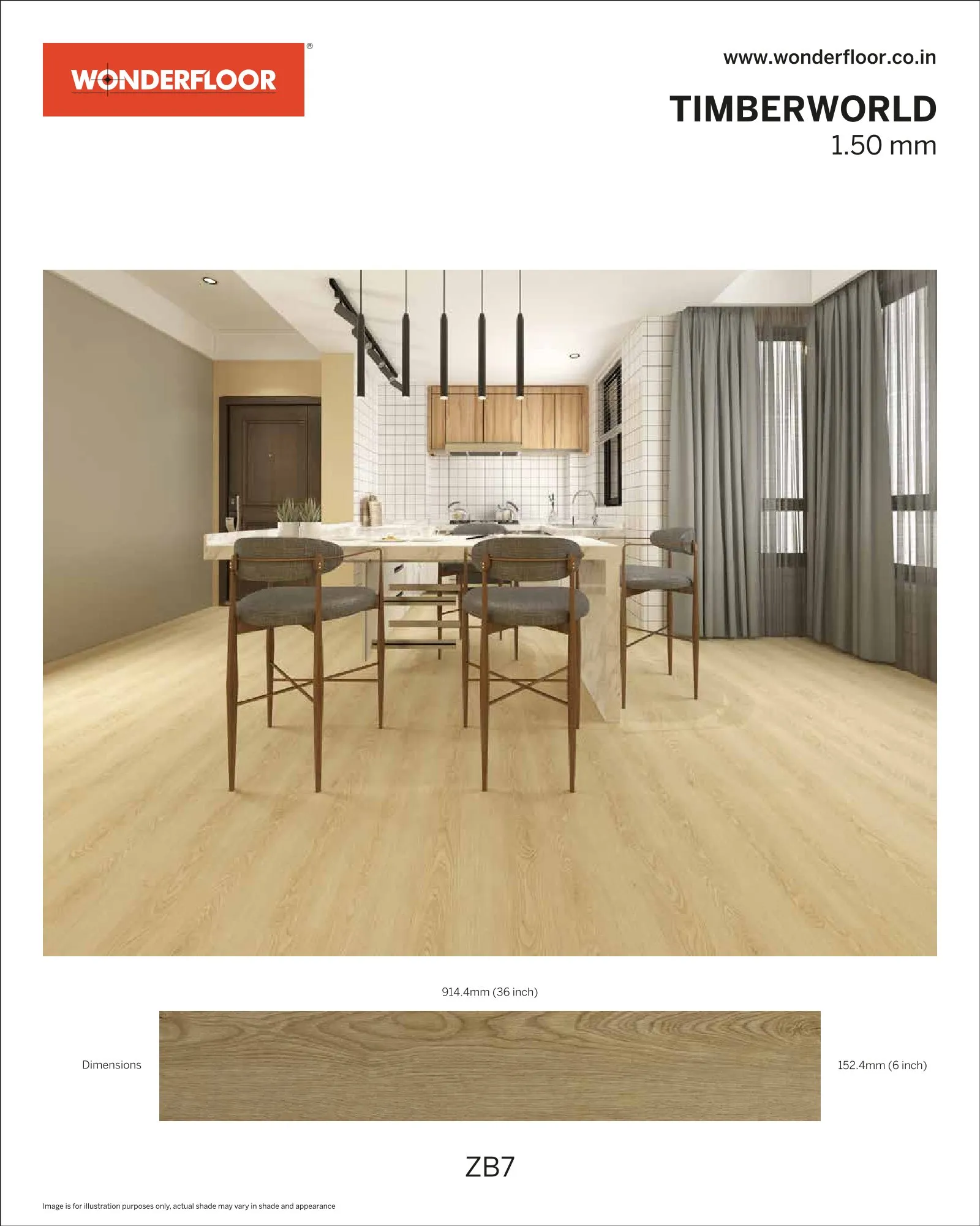 ZB7 -Wonderfloor Timberworld 1.50mm Vinyl Flooring