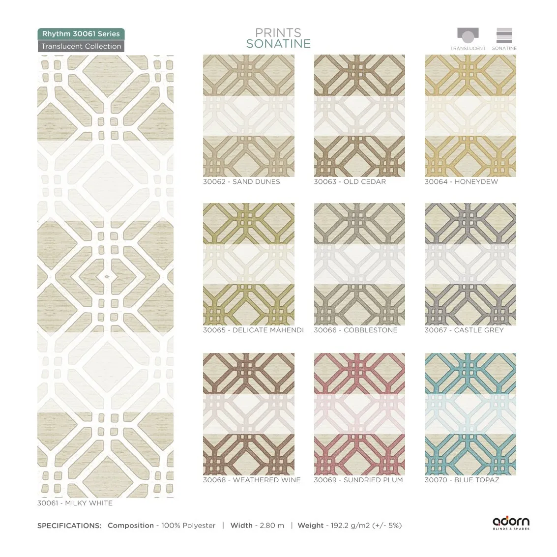 AD Vision Collection Vol-3 Prints Sonatine Fabric -30061-MILKY WHITE