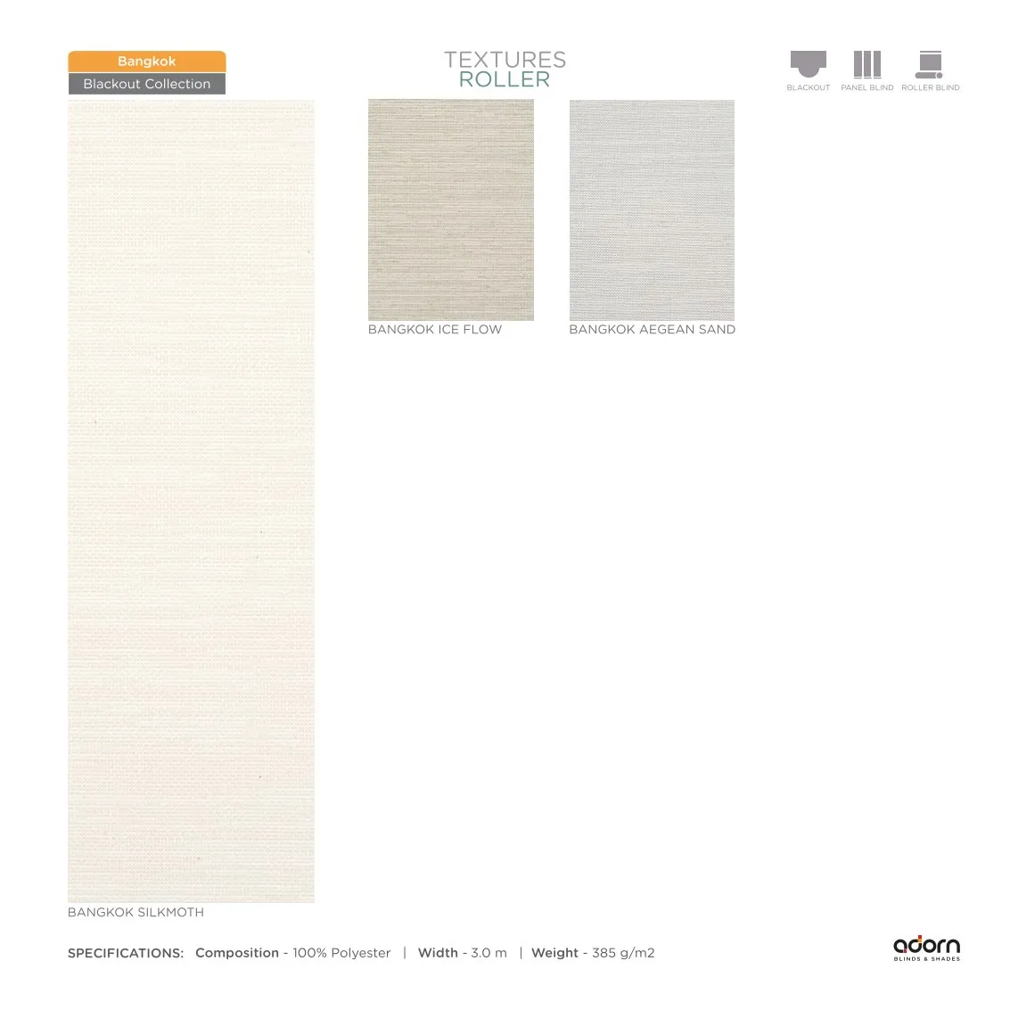 AD Cortina Textured Roller Blind – Bangkok Silkmoth