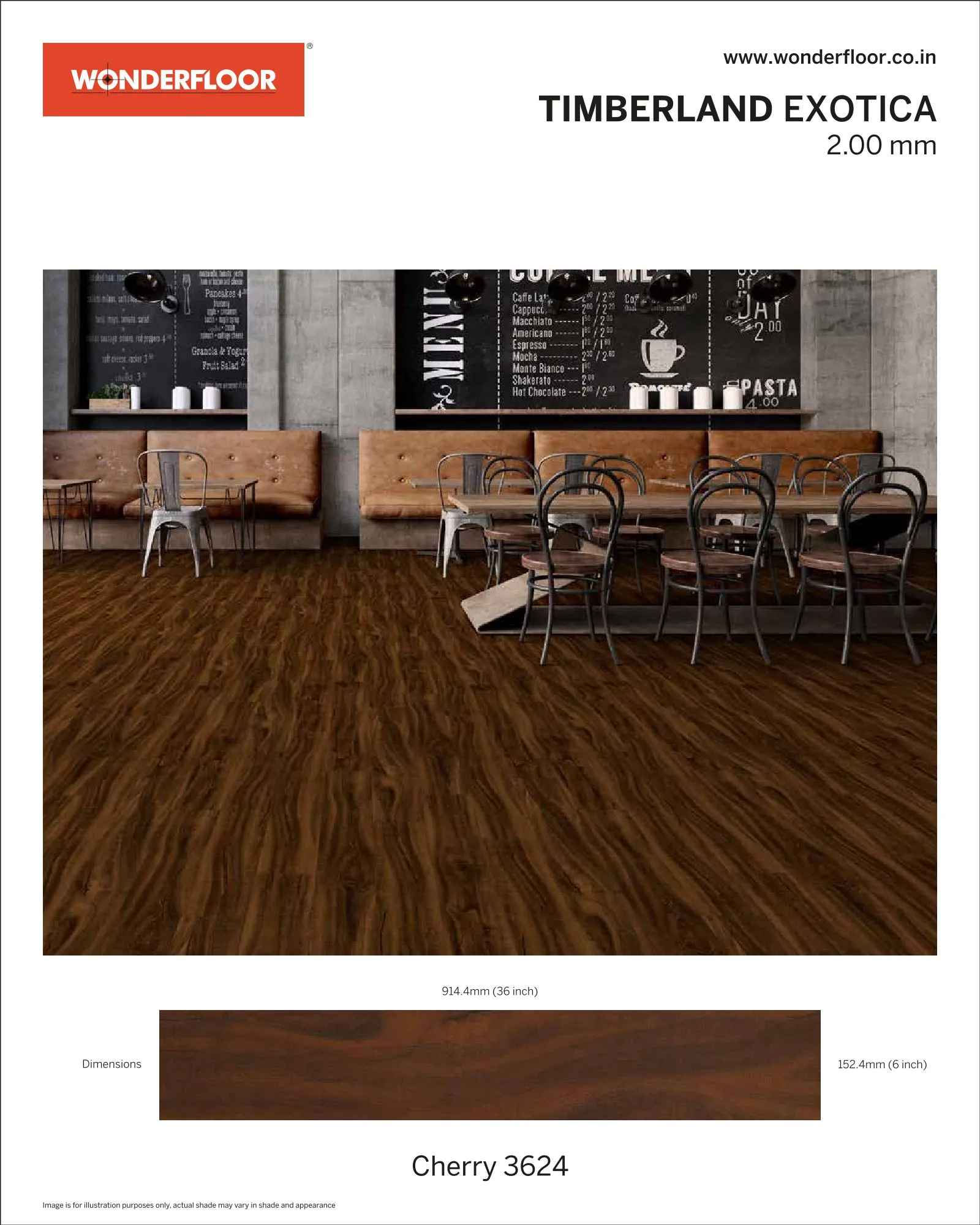 Cherry 3624 -Wonderfloor Room View Exotica 2.00mm Vinyl Flooring& Laptop