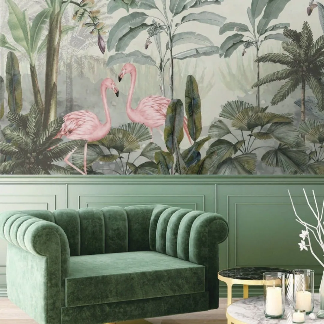 Flamingo Tropical Custom Wallpaper - Exquisite Decor for Vibrant Spaces