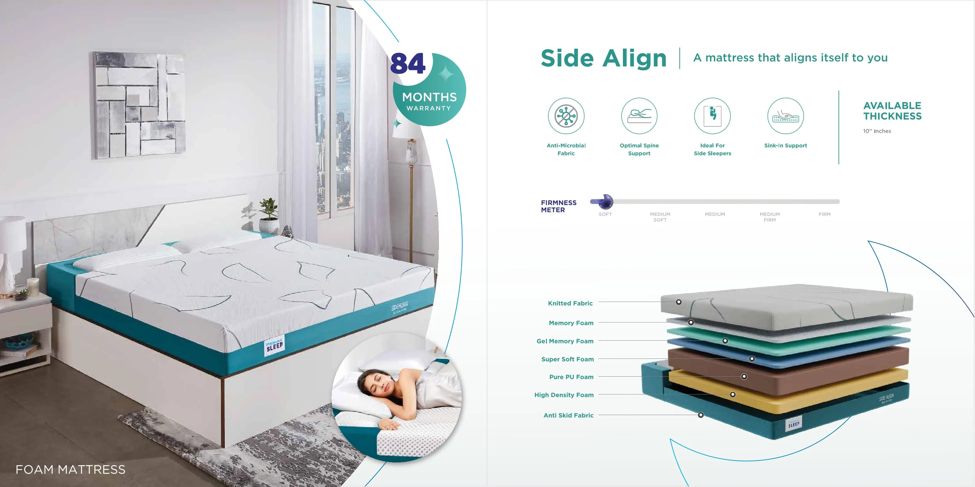 Nilkamal Sleep Side Align Mattress – 10'' Thickness