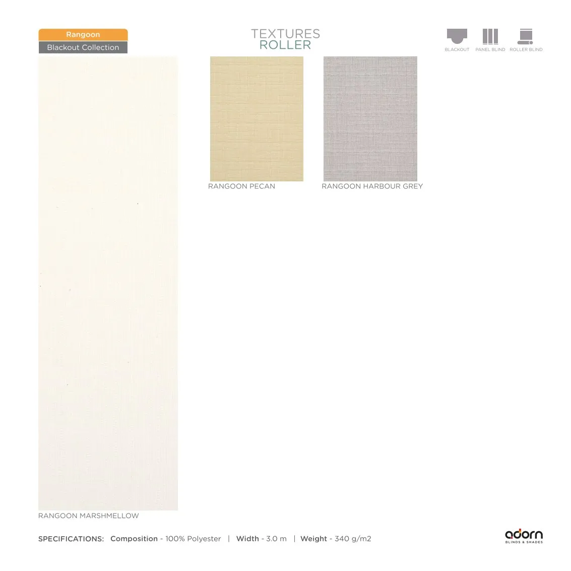 AD Cortina Textured Roller Blind – Rangoon Marshmellow