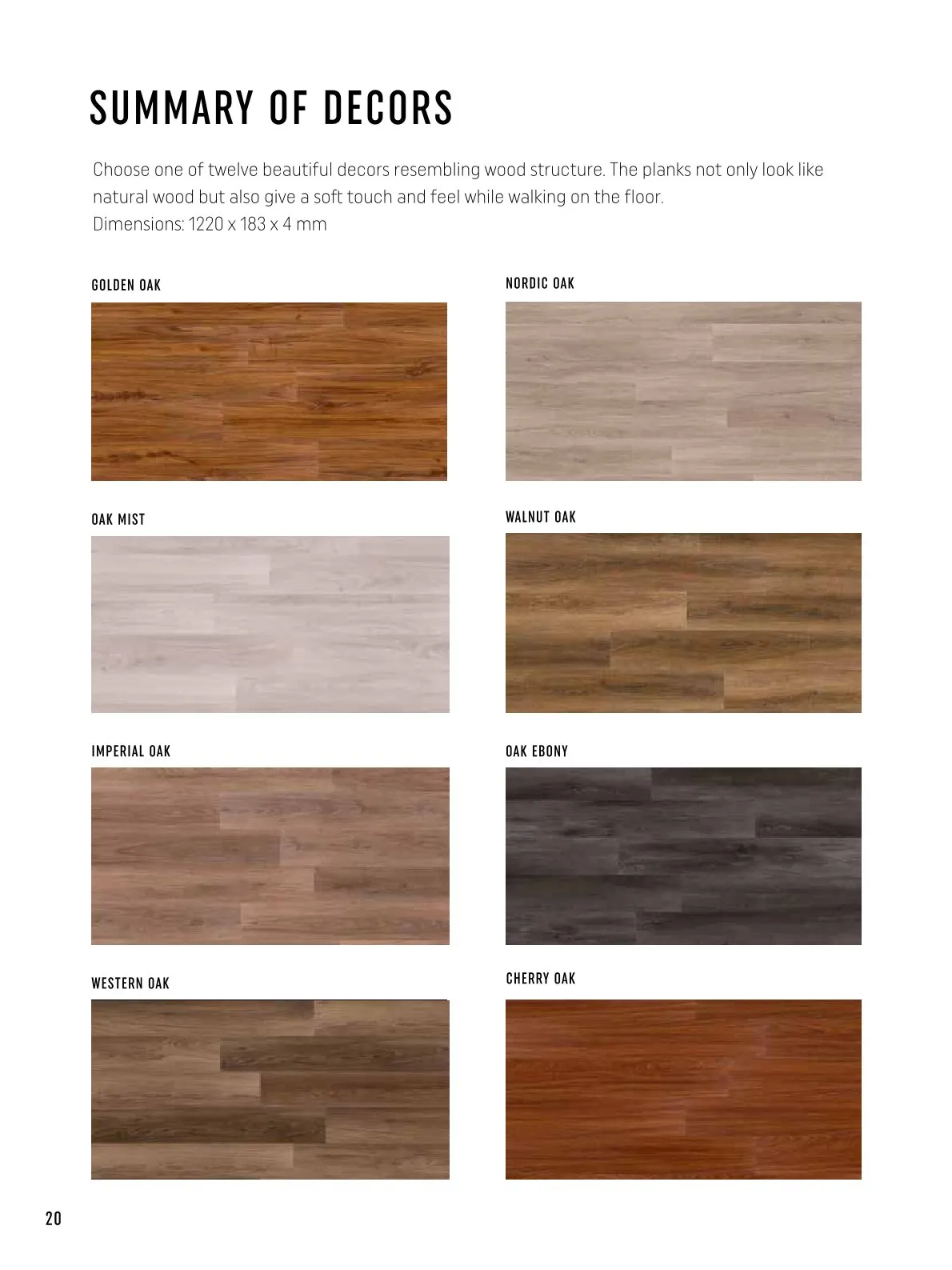 Vox Primerra SPC  –Waterproof Vinyl Flooring SUMMARY OF DECORS