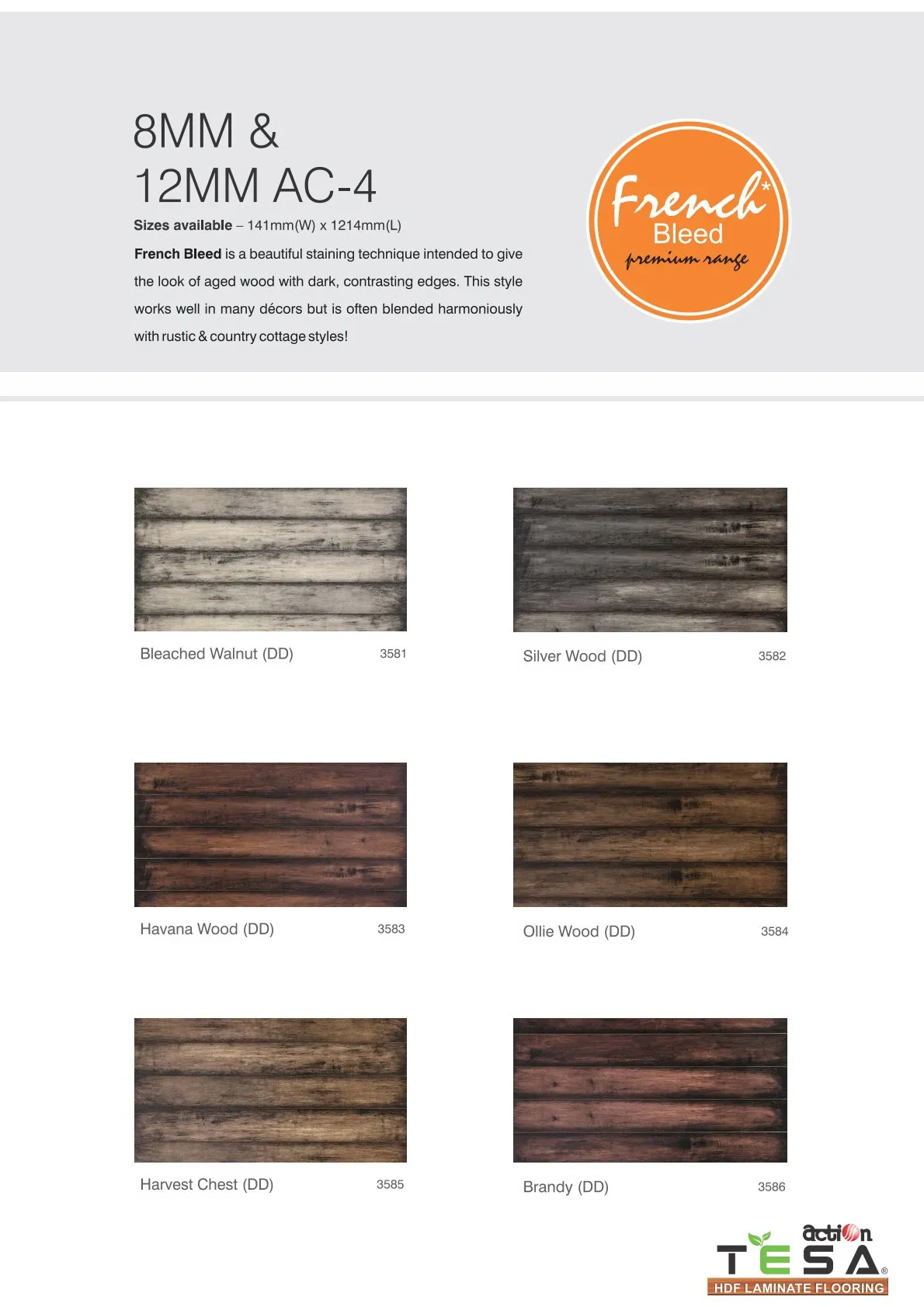 Action Tesa Bleached Walnut 3581 Laminate Flooring - 8mm & 12mm AC-4
