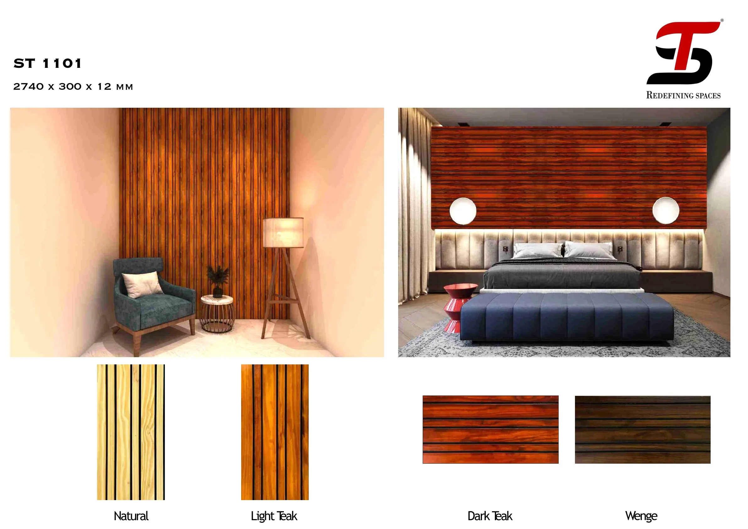ST HOMECRAFT Natural Wooden Louvers – Stylish & Durable 2740 x 300 x 12 mm