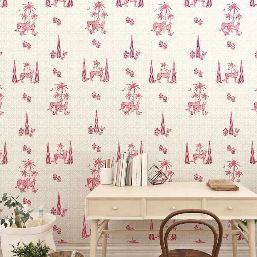 Cheetah On The Wall - Exotic Tropical Wallpaper Collection
